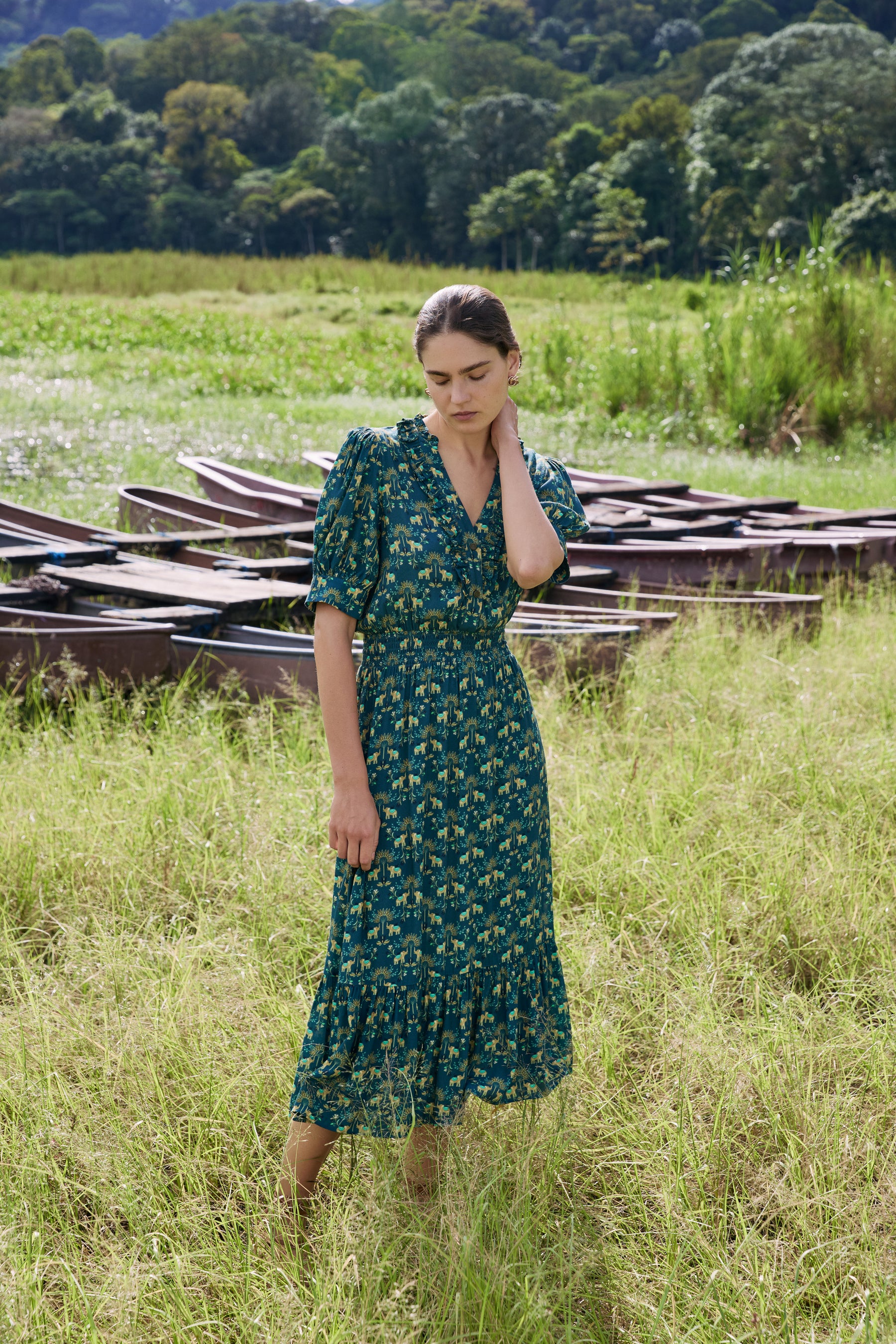 SARA Dress in Teal Gajah