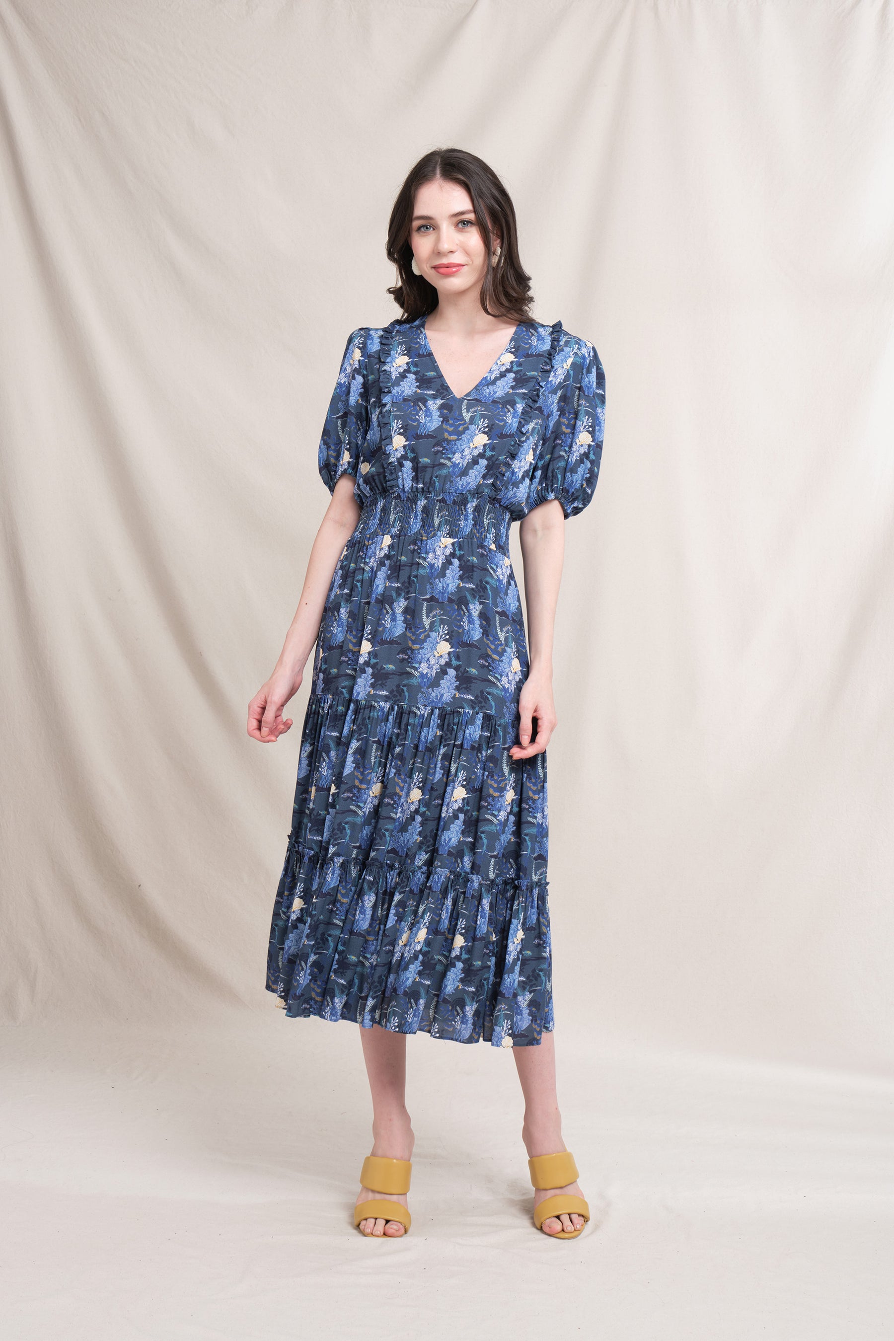 AQILA Dress in Navy Bunaken