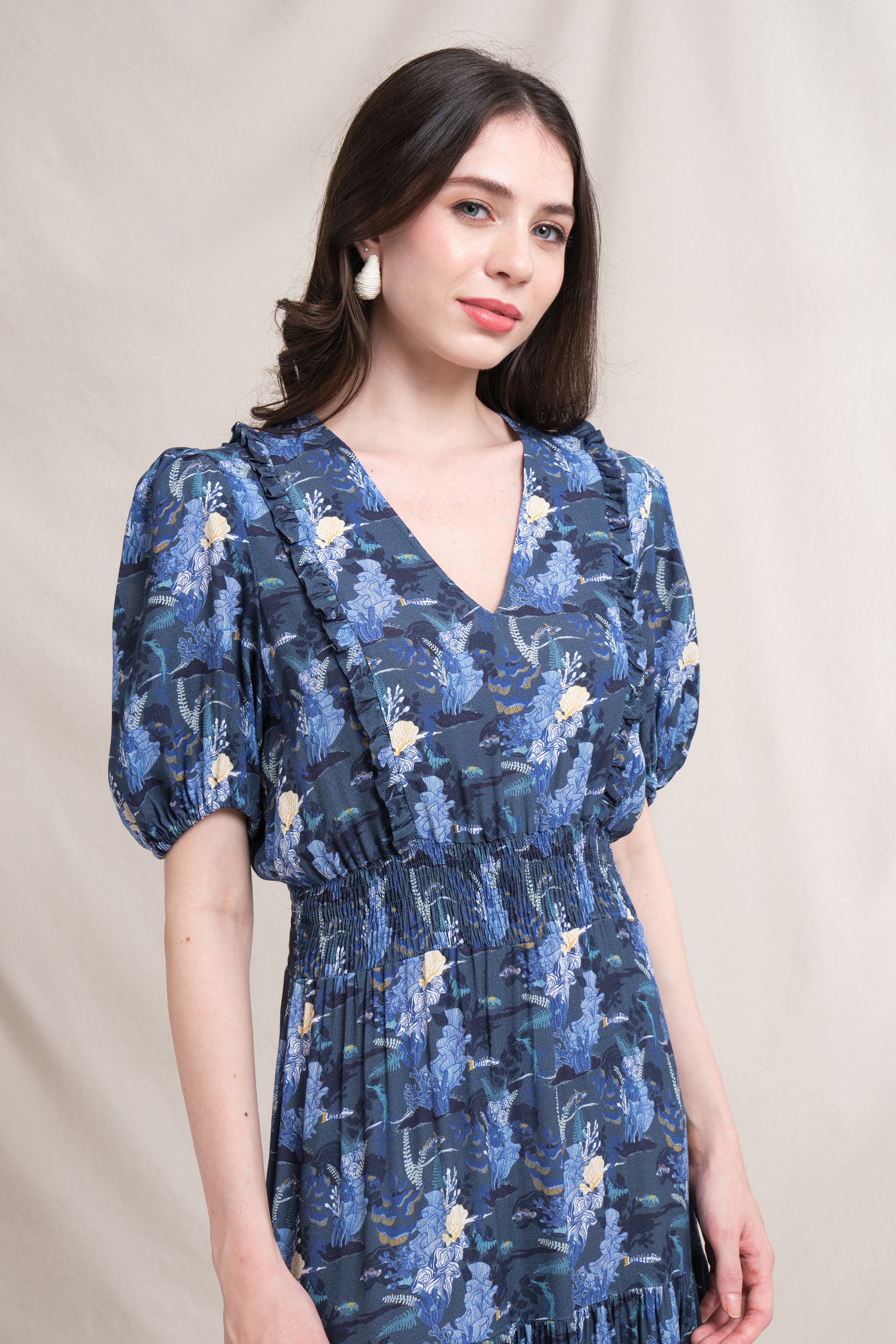 AQILA Dress in Navy Bunaken