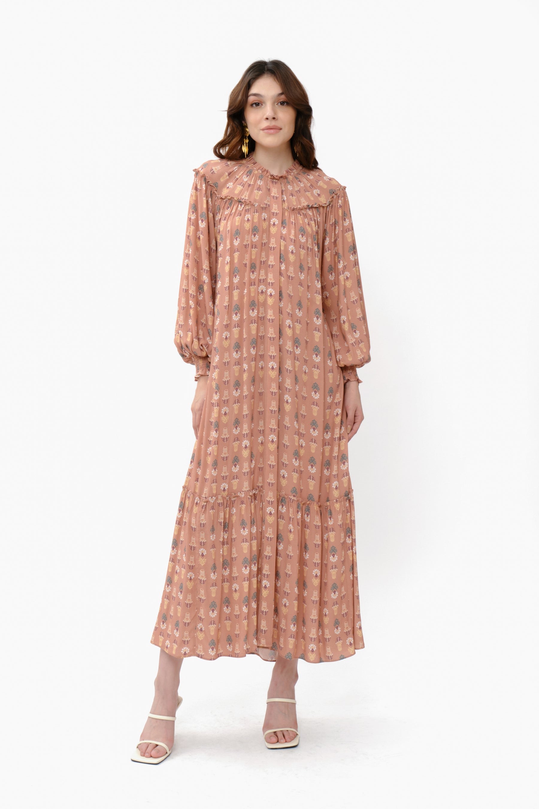 ARIANA Dress in Peach Tribal