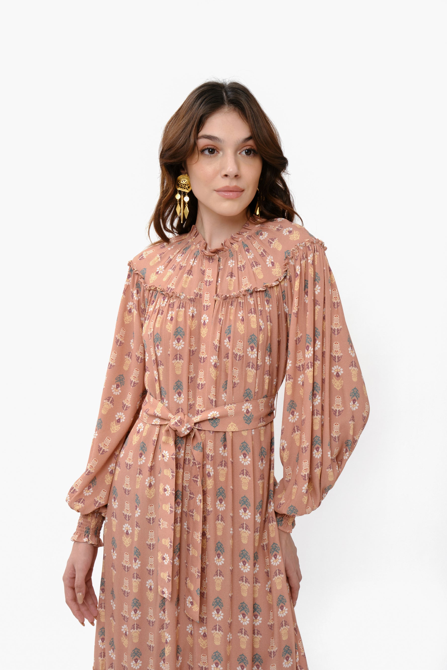ARIANA Dress in Peach Tribal