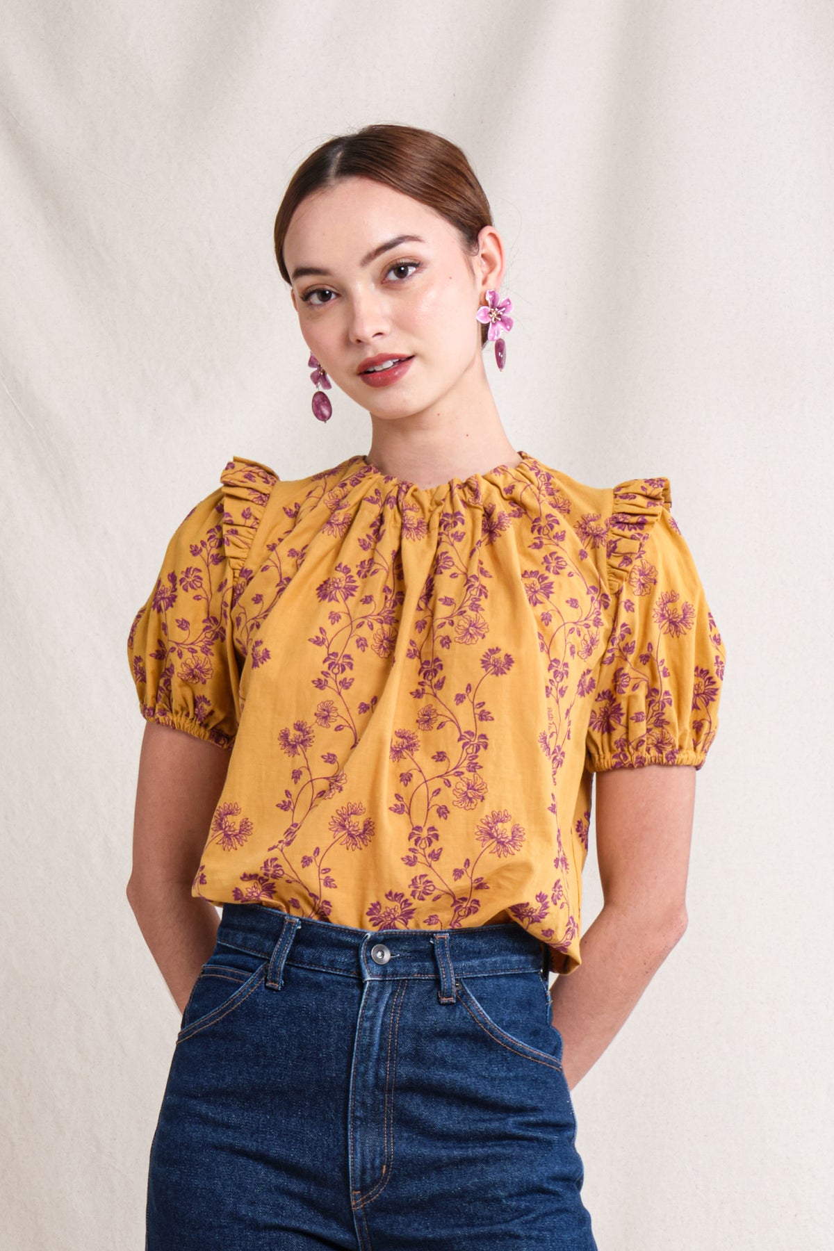 BUNDLING: Saia Top in Gold Lamia and Riona Skirt in Purple Krisan