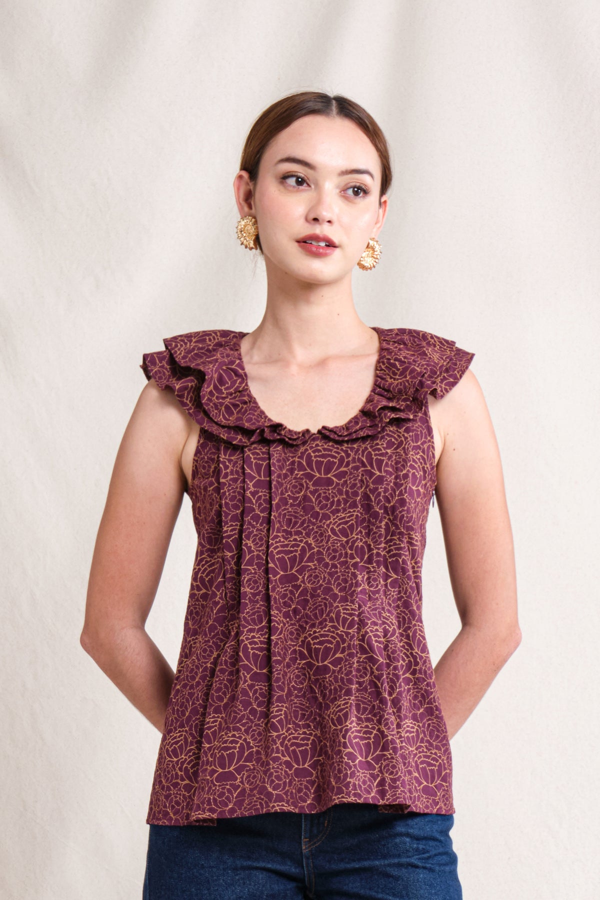 BUNDLING: Sevy Top in Purple Krisan and Riona Skirt in Gold Lamia