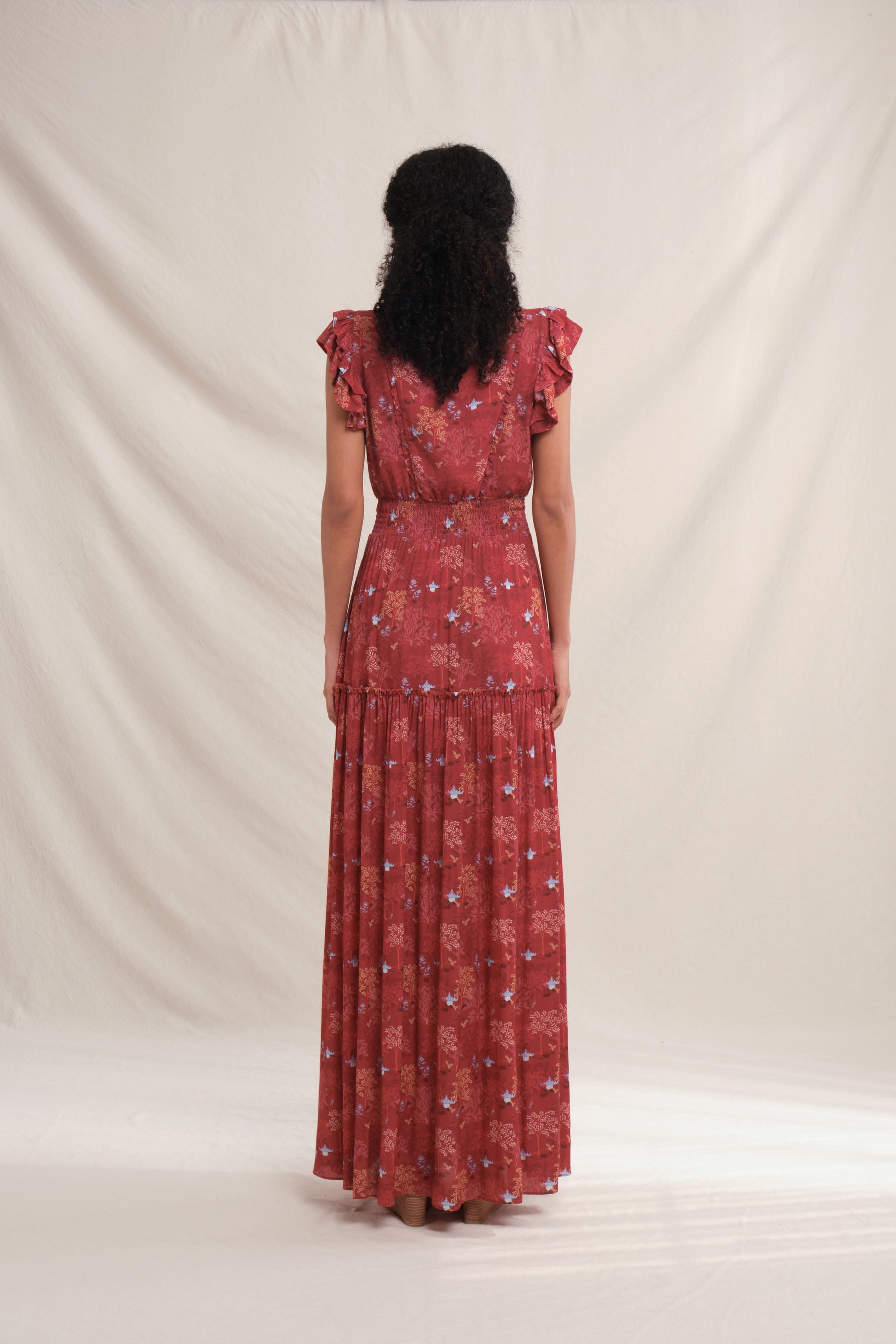 FLORA Dress in Red Tumpang