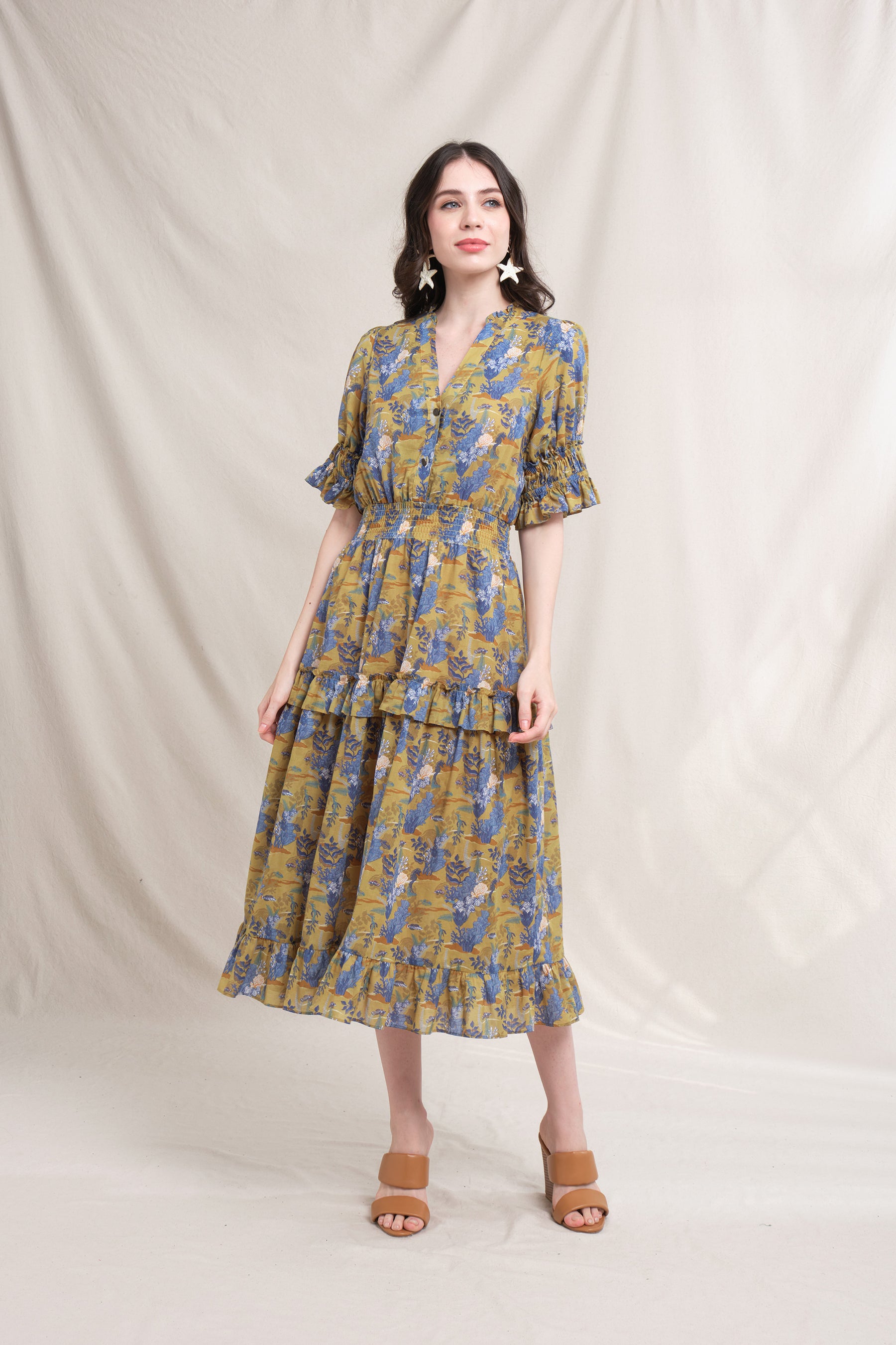 FRIDA Dress in Mustard Bunaken