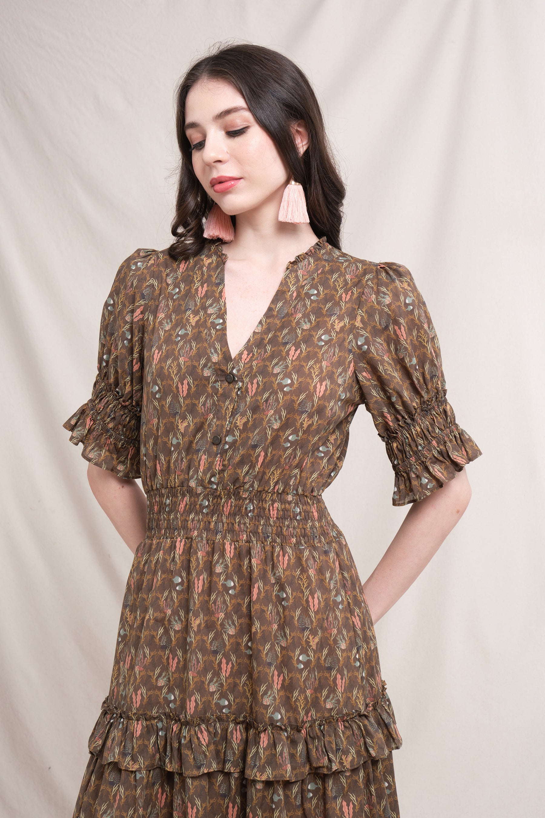 FRIDA Dress in Brown Ulva