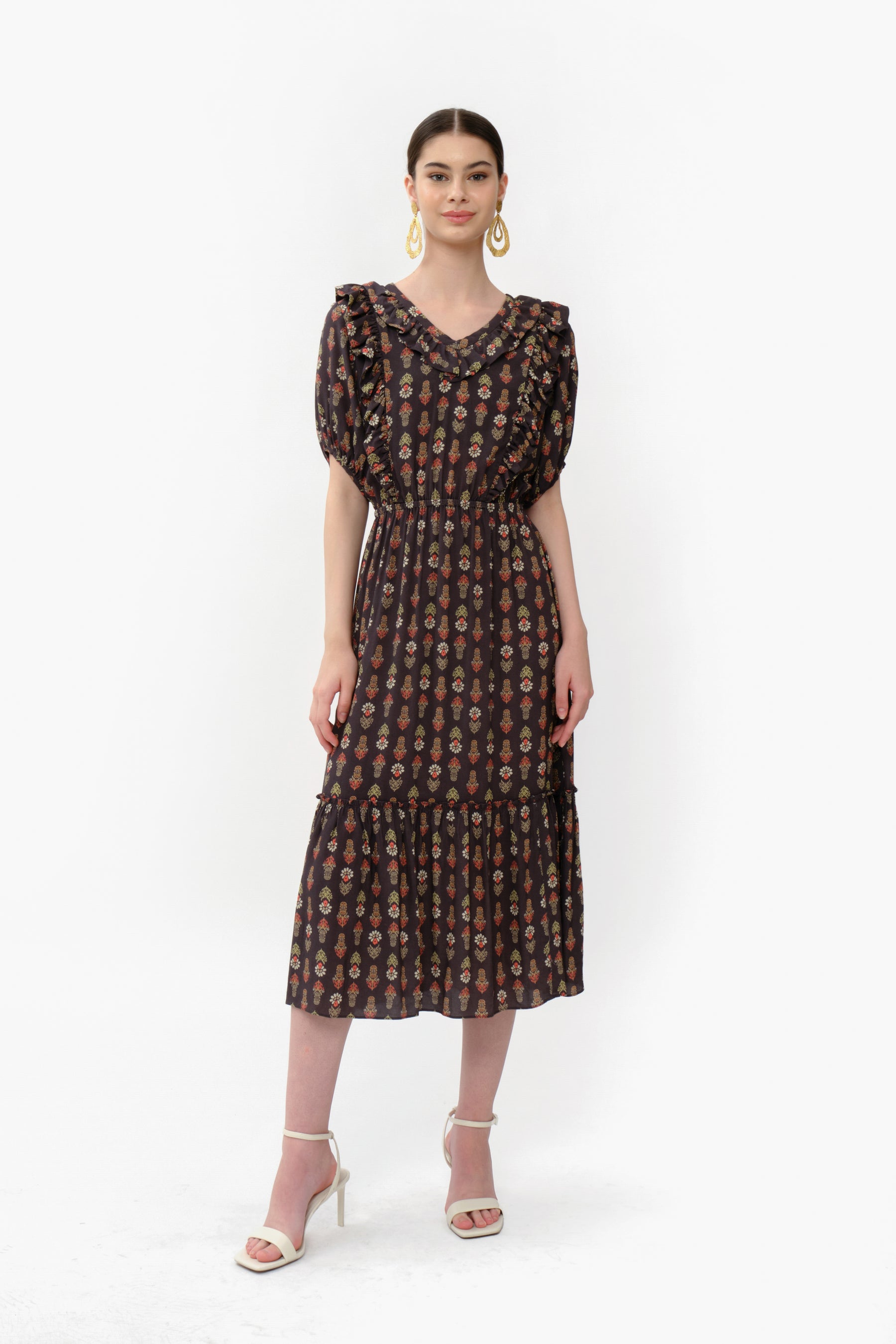 HAZEL Dress in Black Tribal