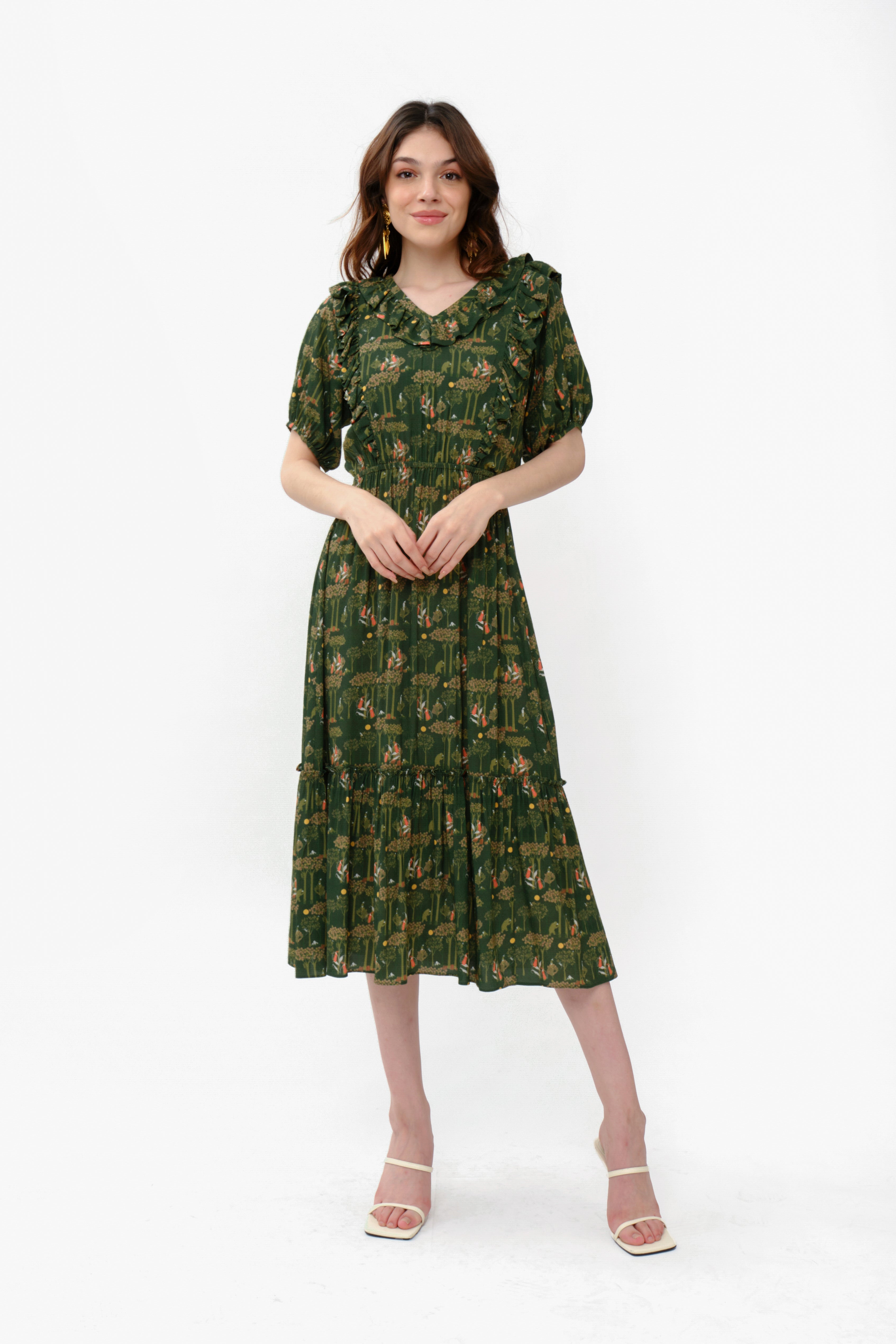 hazel green color dress in Forest Large/16-16.5 Neck/34-35 Sleeve
