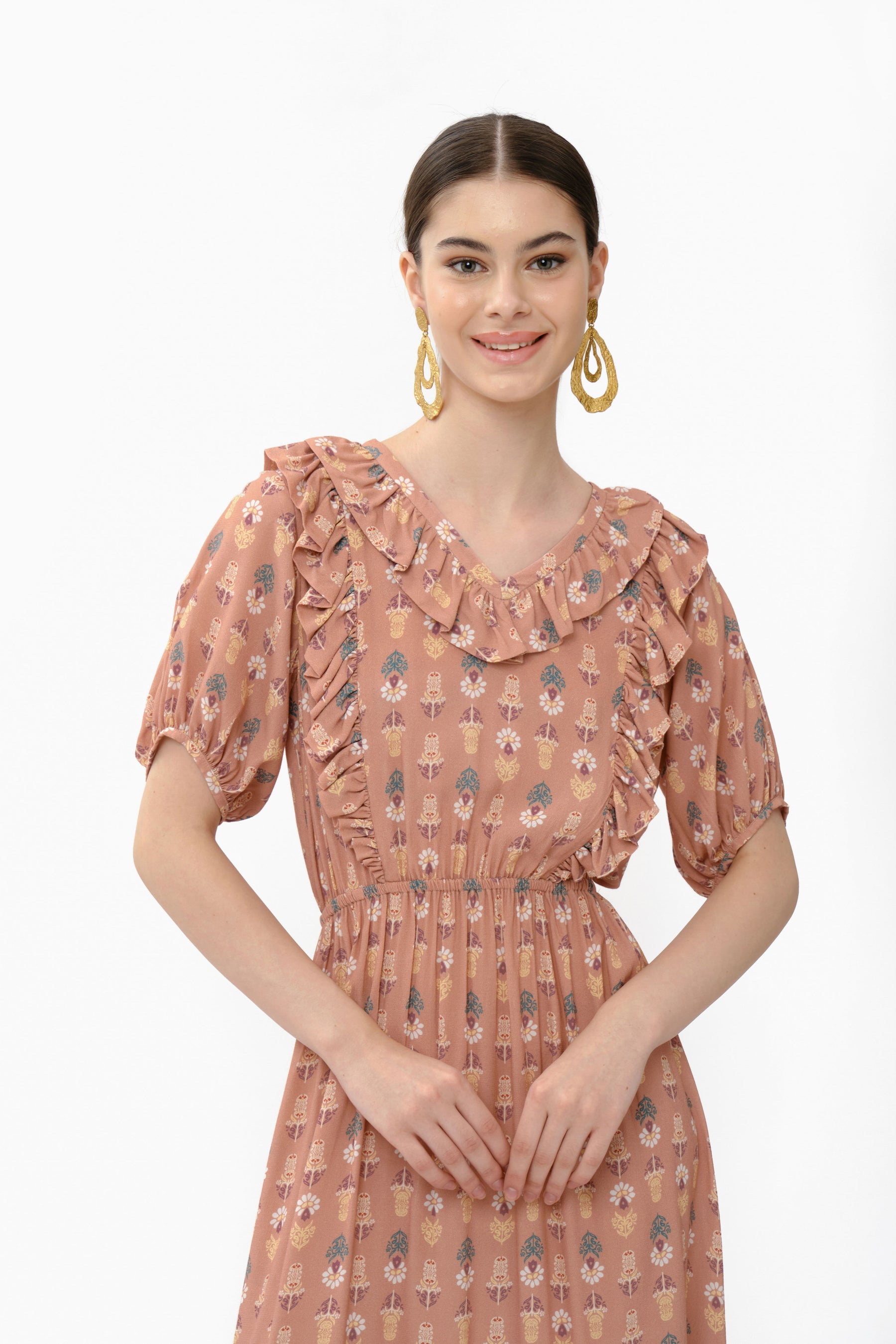 HAZEL Dress in Peach Tribal