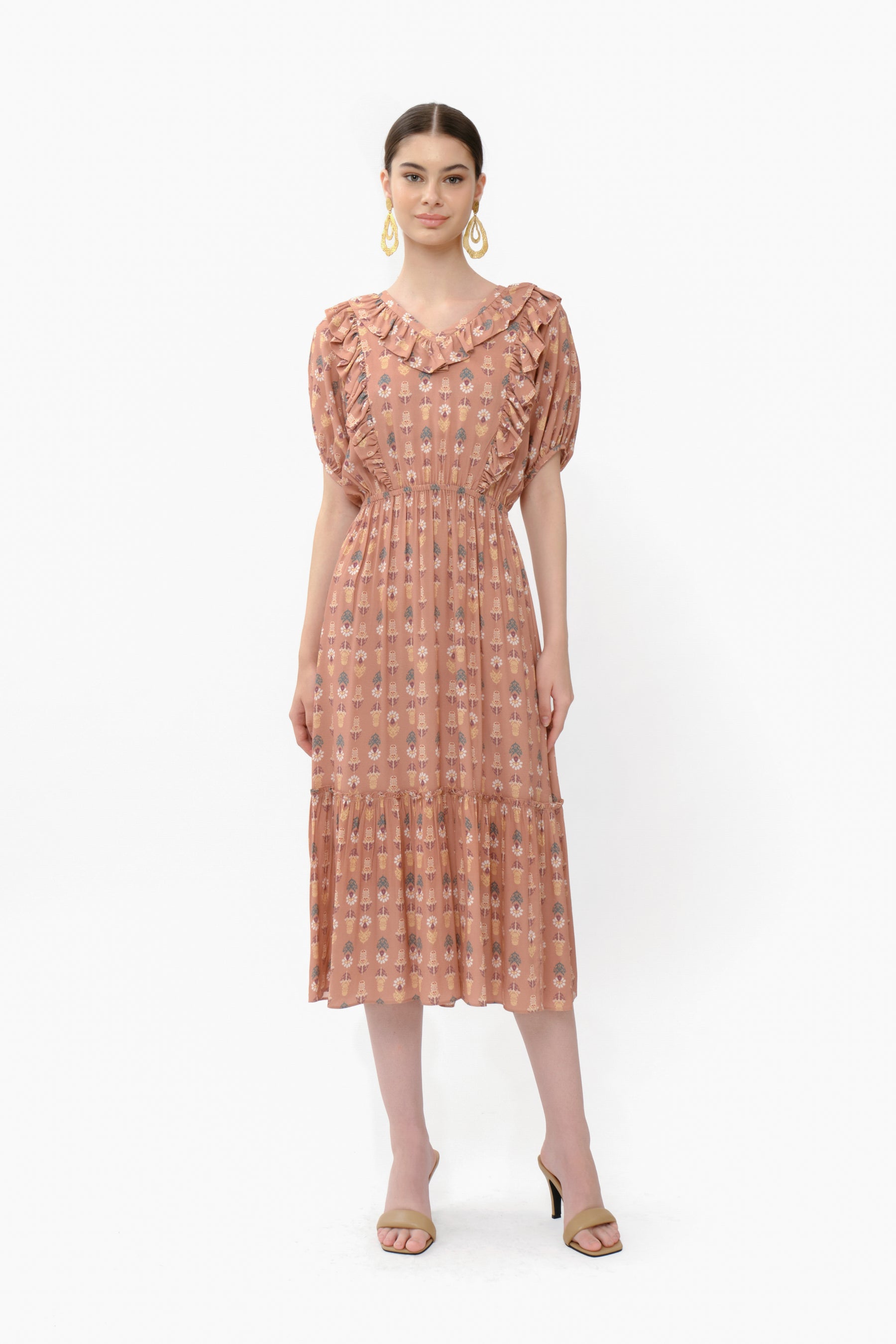 HAZEL Dress in Peach Tribal