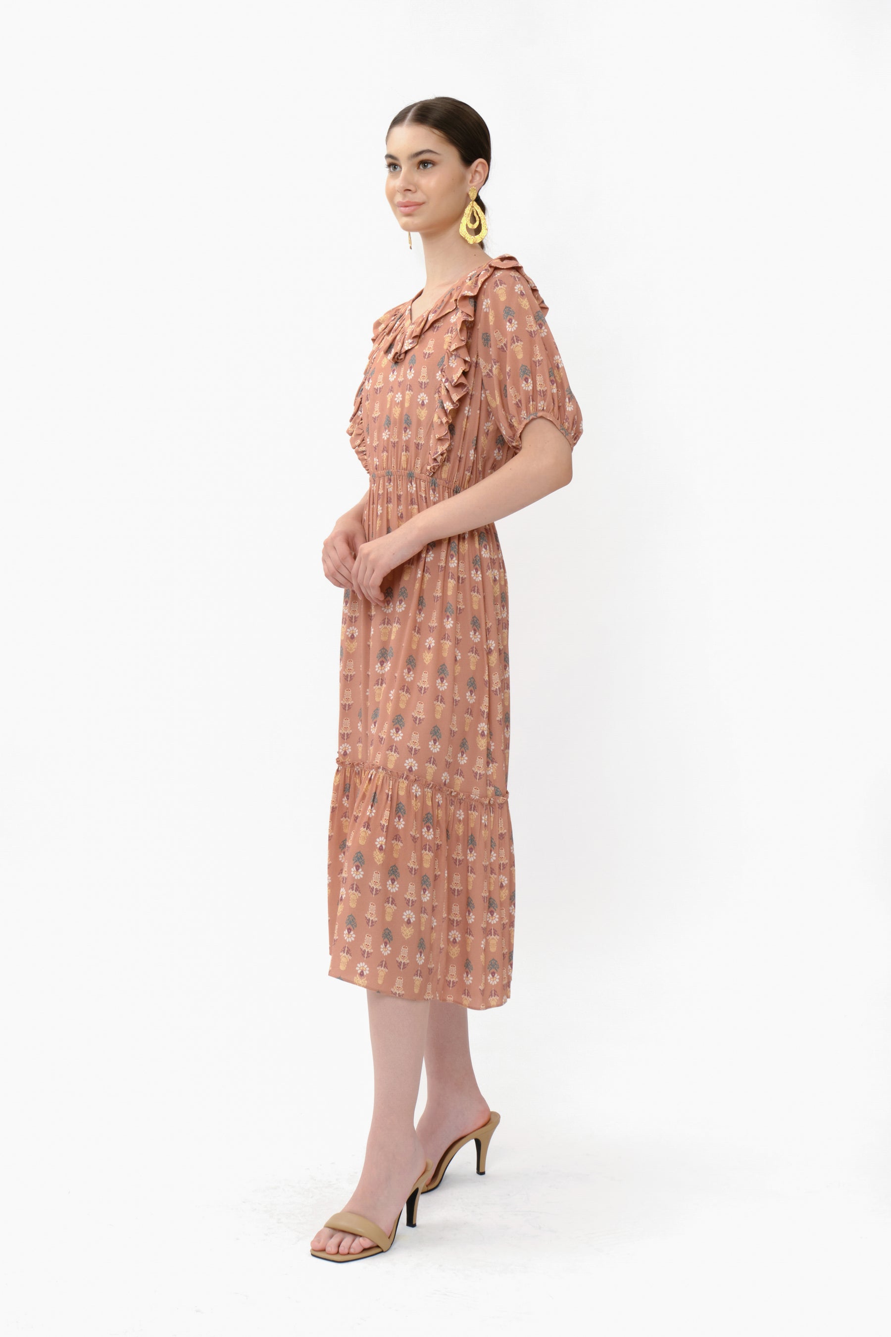HAZEL Dress in Peach Tribal