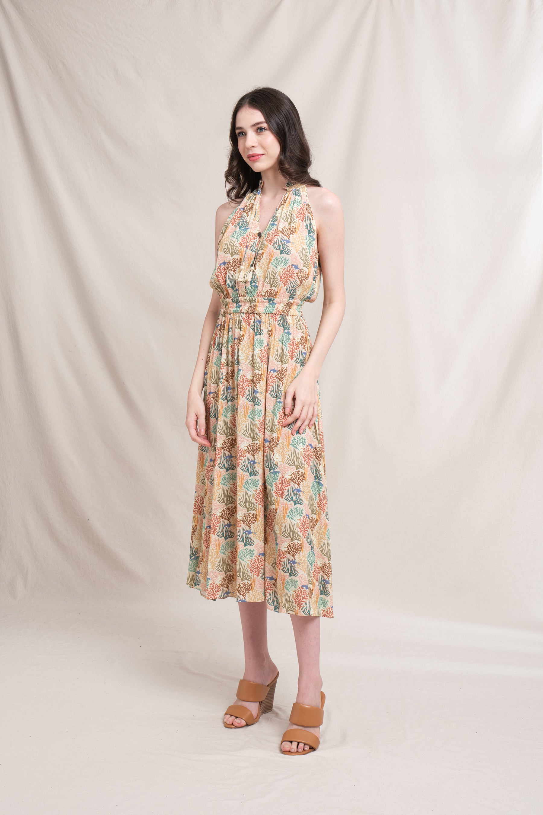 IRIS Dress in Beige Coral