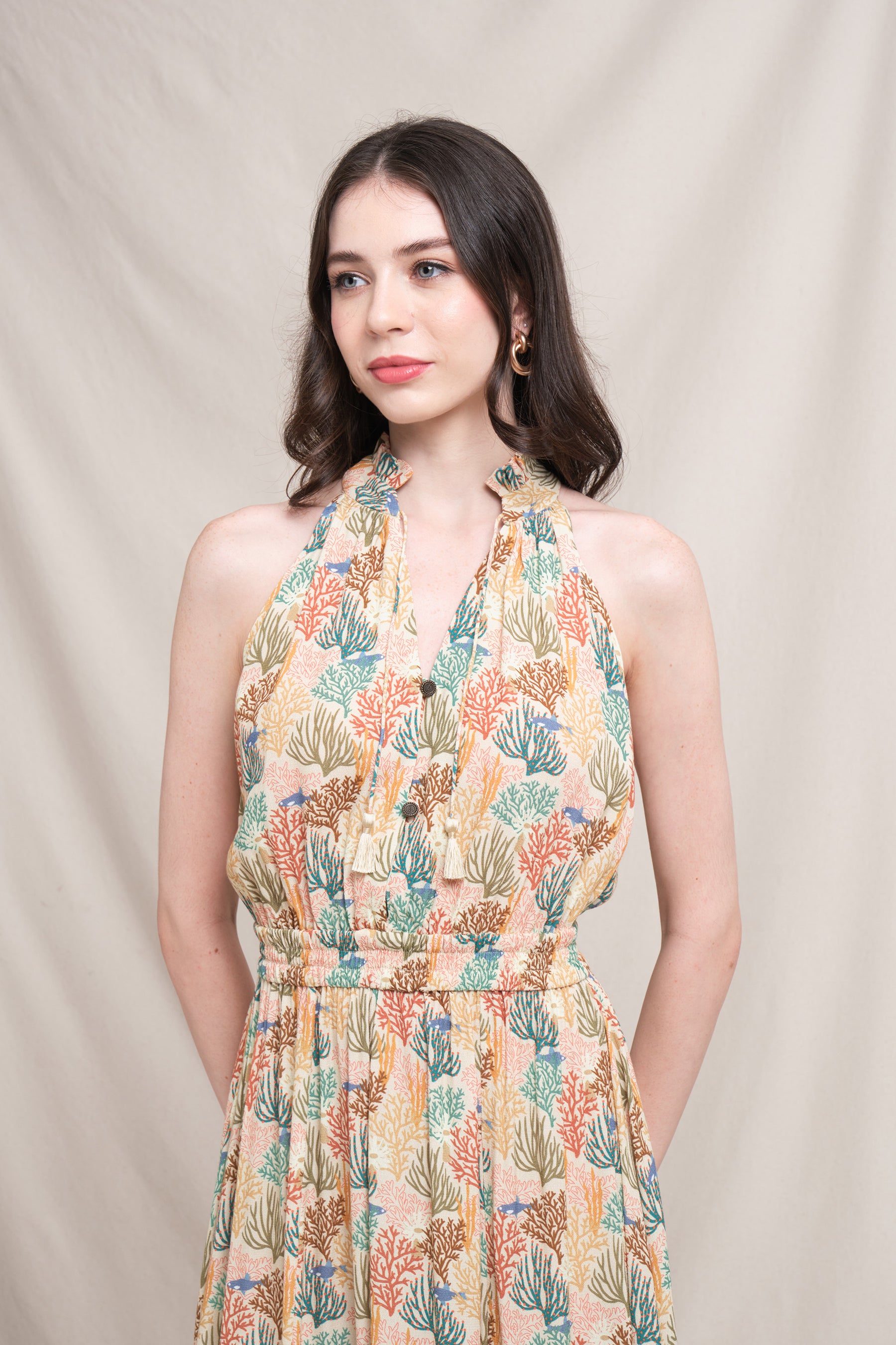 IRIS Dress in Beige Coral