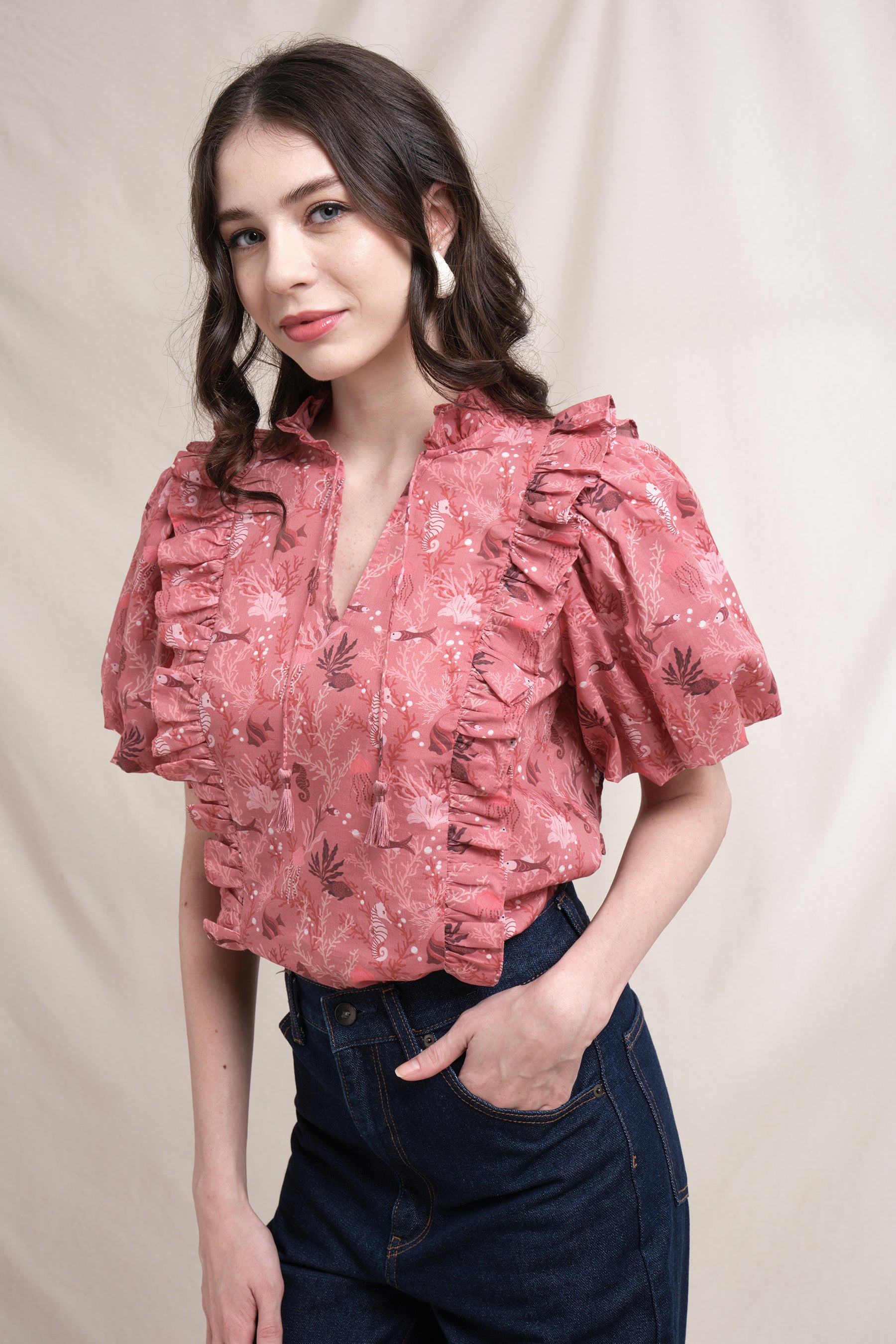 IZA Top in Pink Minanga