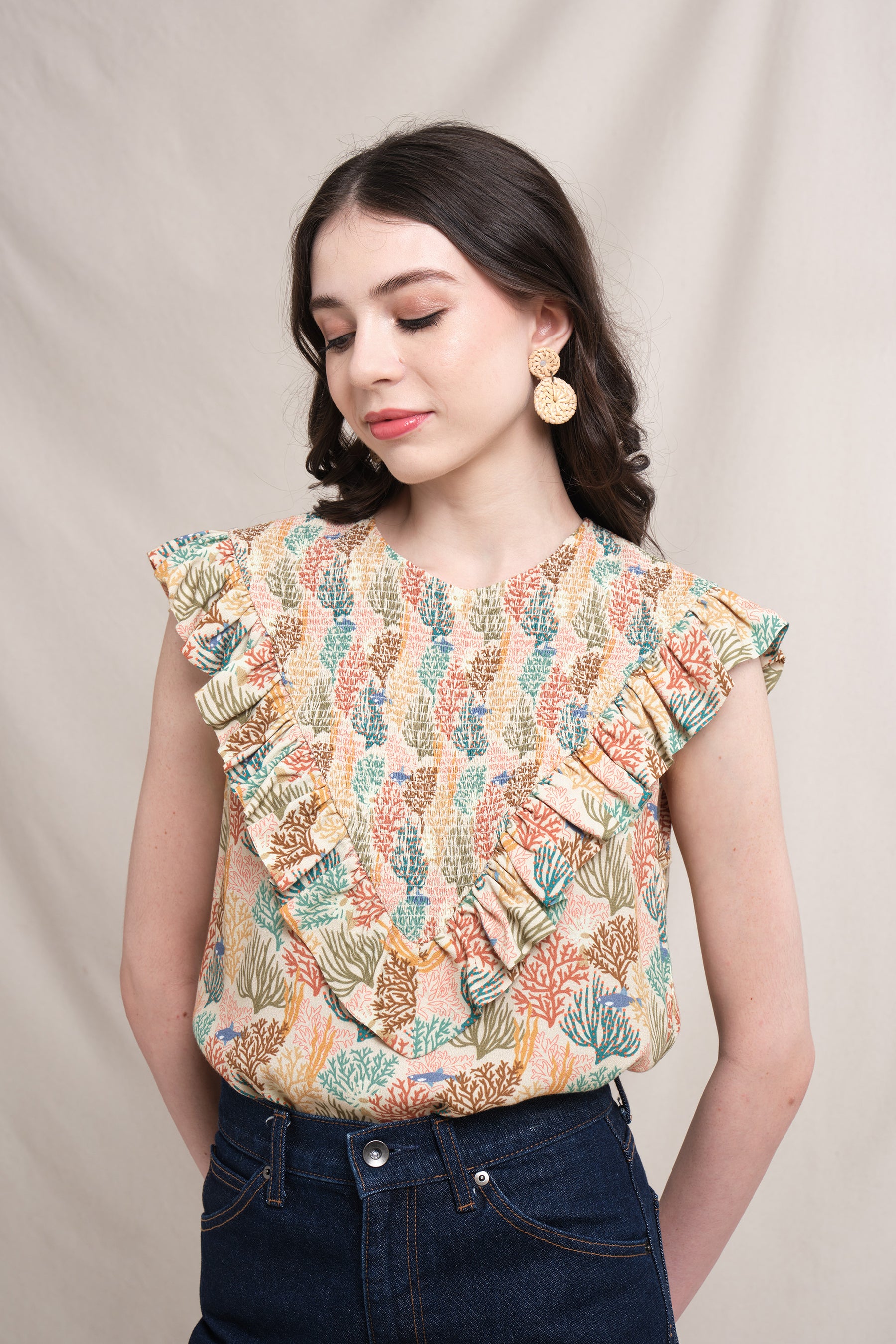 JILL Top in Beige Coral