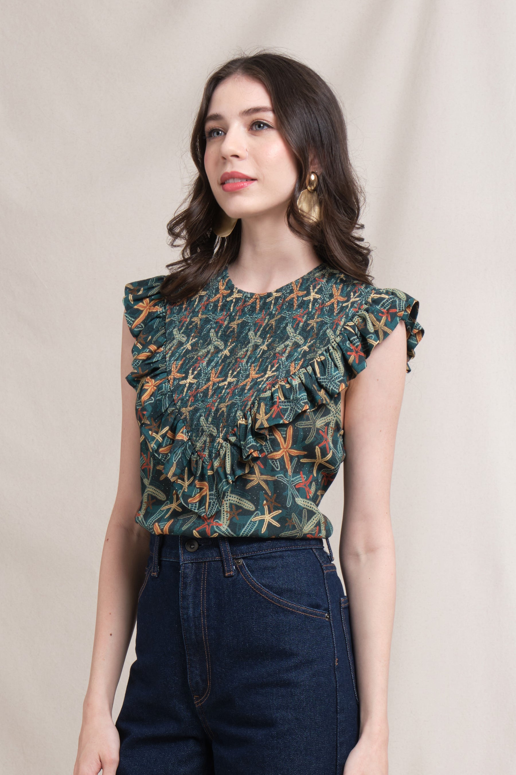 JILL Top in Emerald Aster