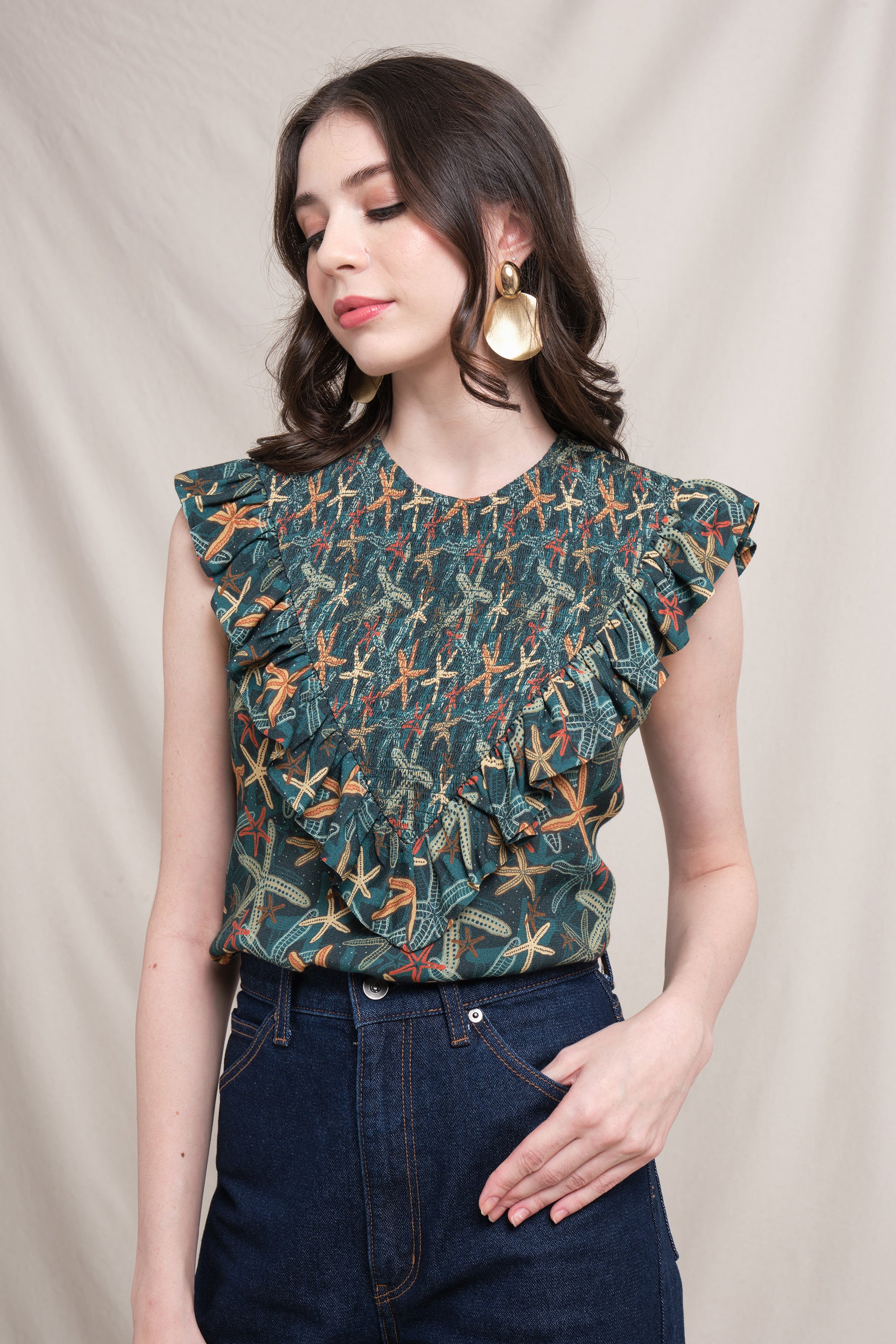 JILL Top in Emerald Aster