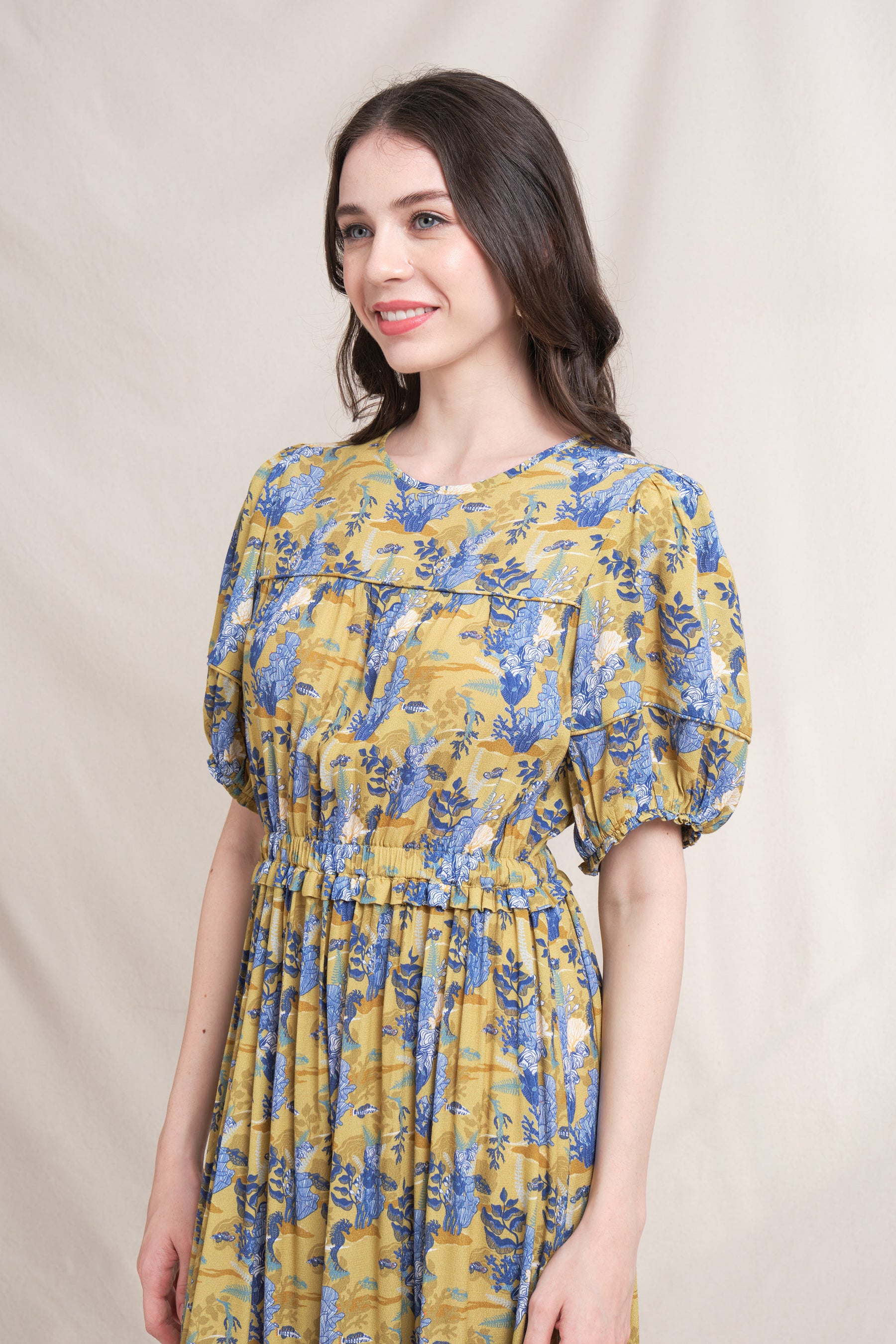 KORI Dress in Mustard Bunaken