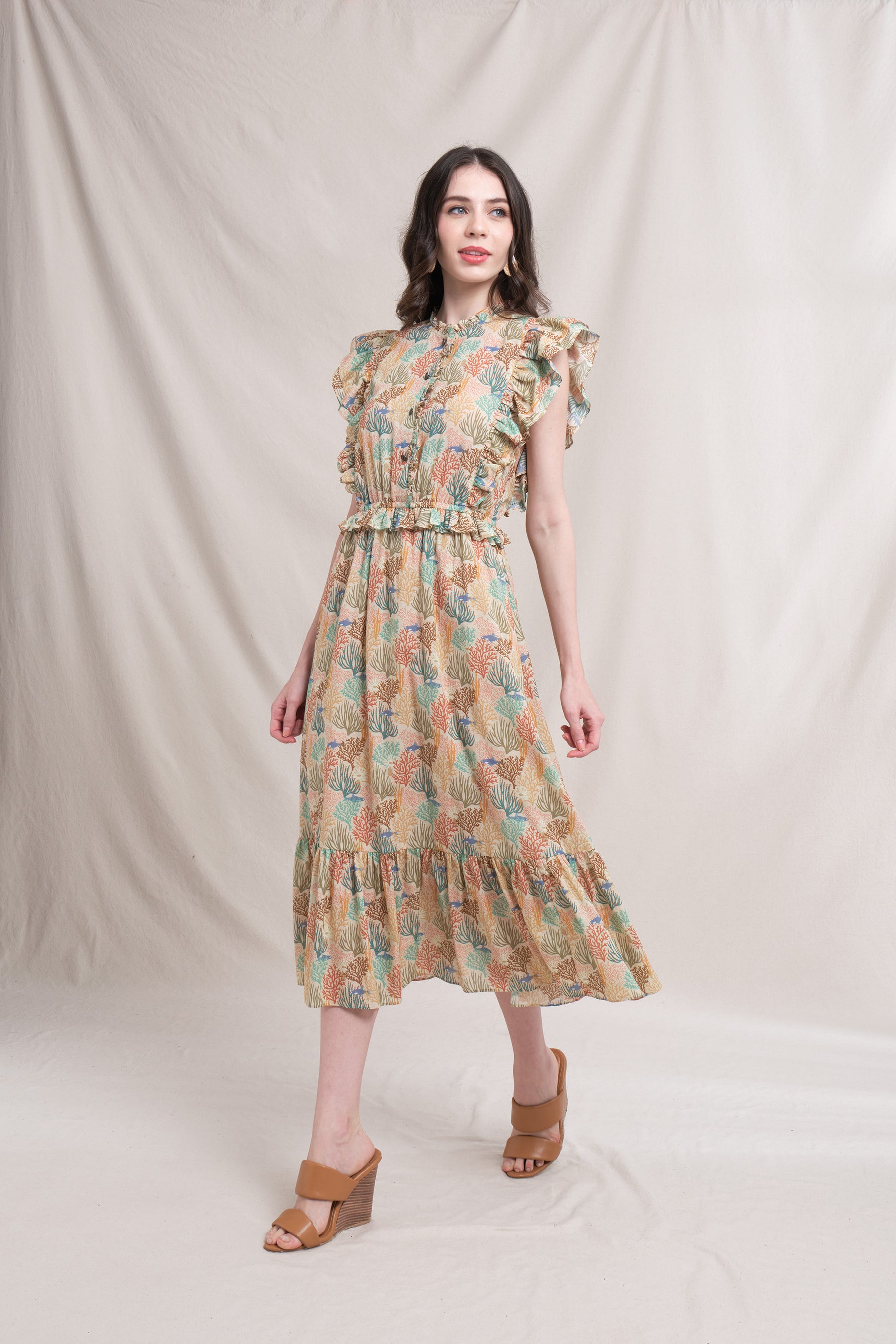 LEAH Dress in Beige Coral