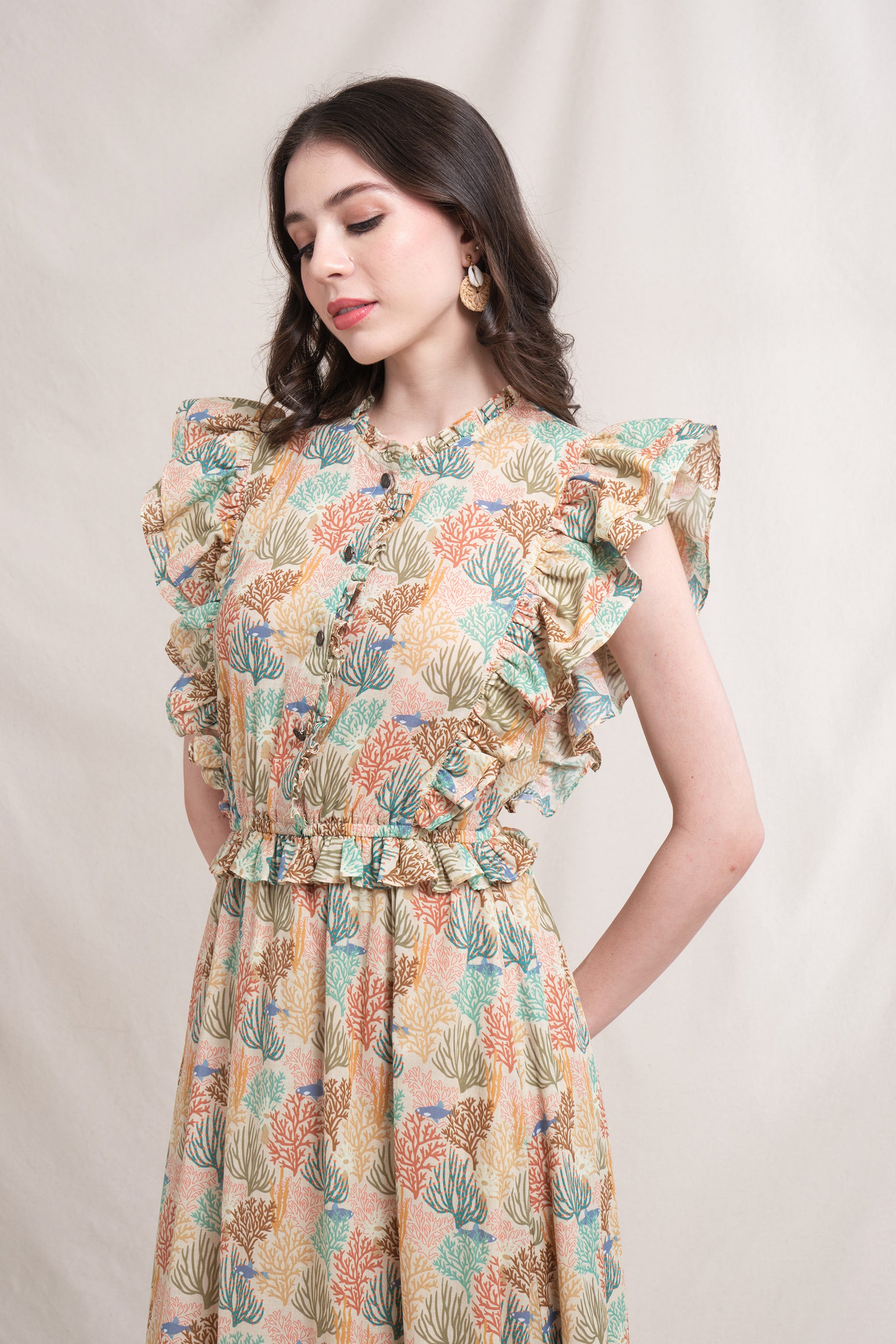 LEAH Dress in Beige Coral