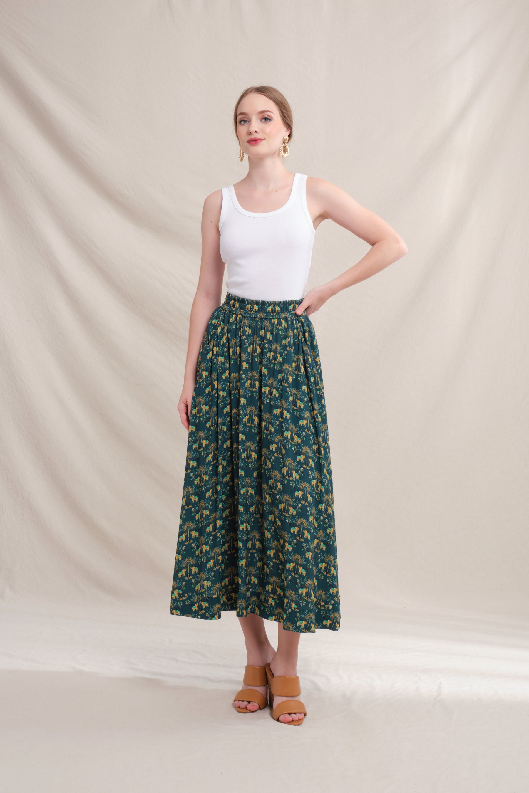 MIRA Skirt in Teal Gajah