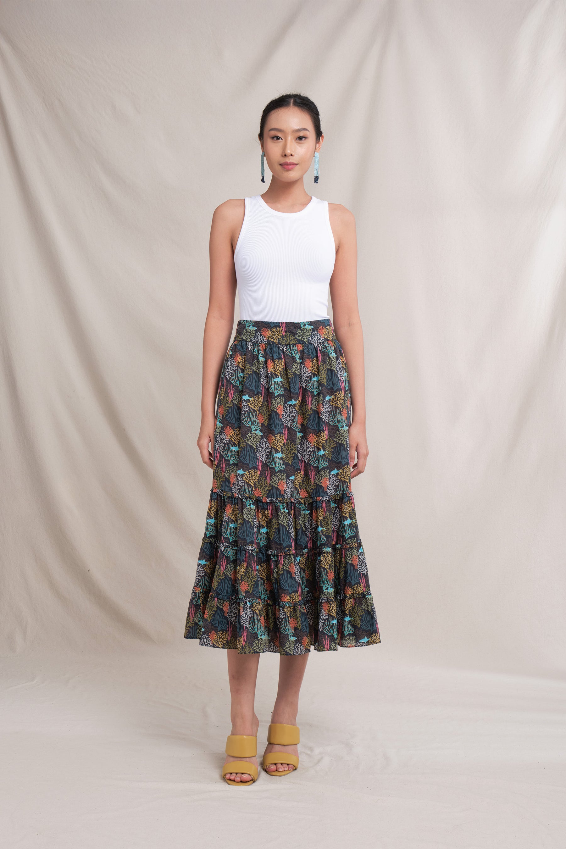 MIU Skirt in Black Coral