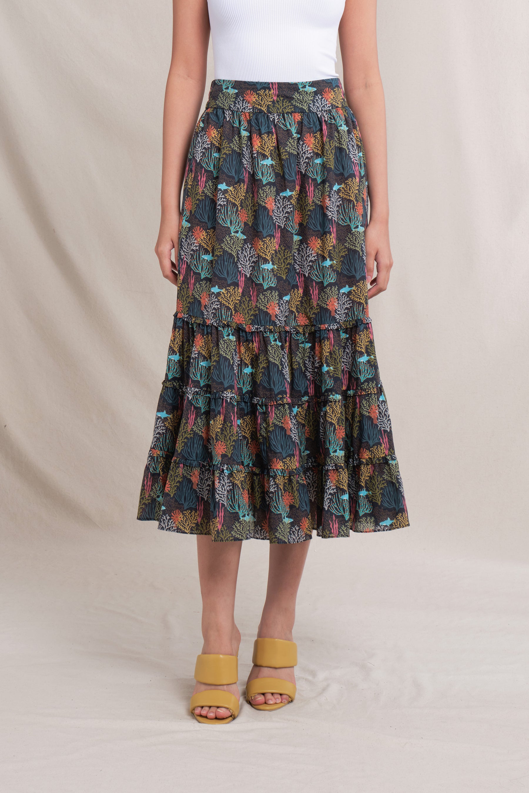 MIU Skirt in Black Coral