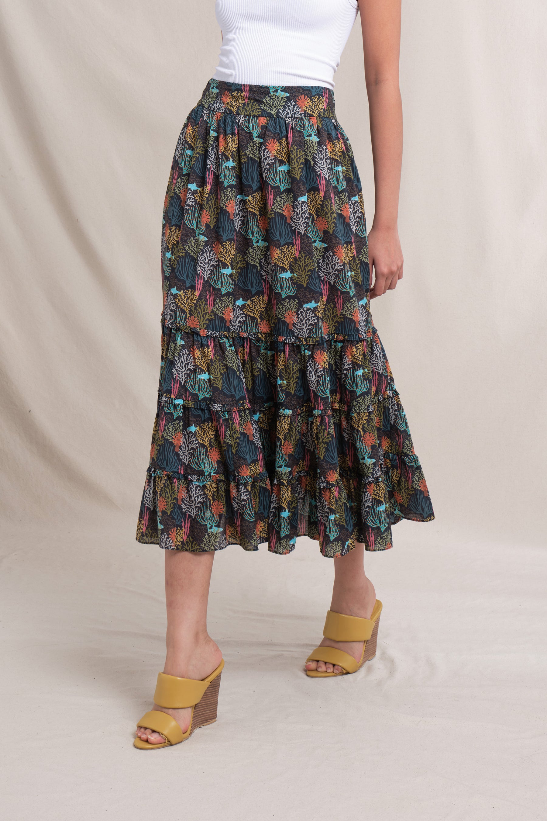 MIU Skirt in Black Coral