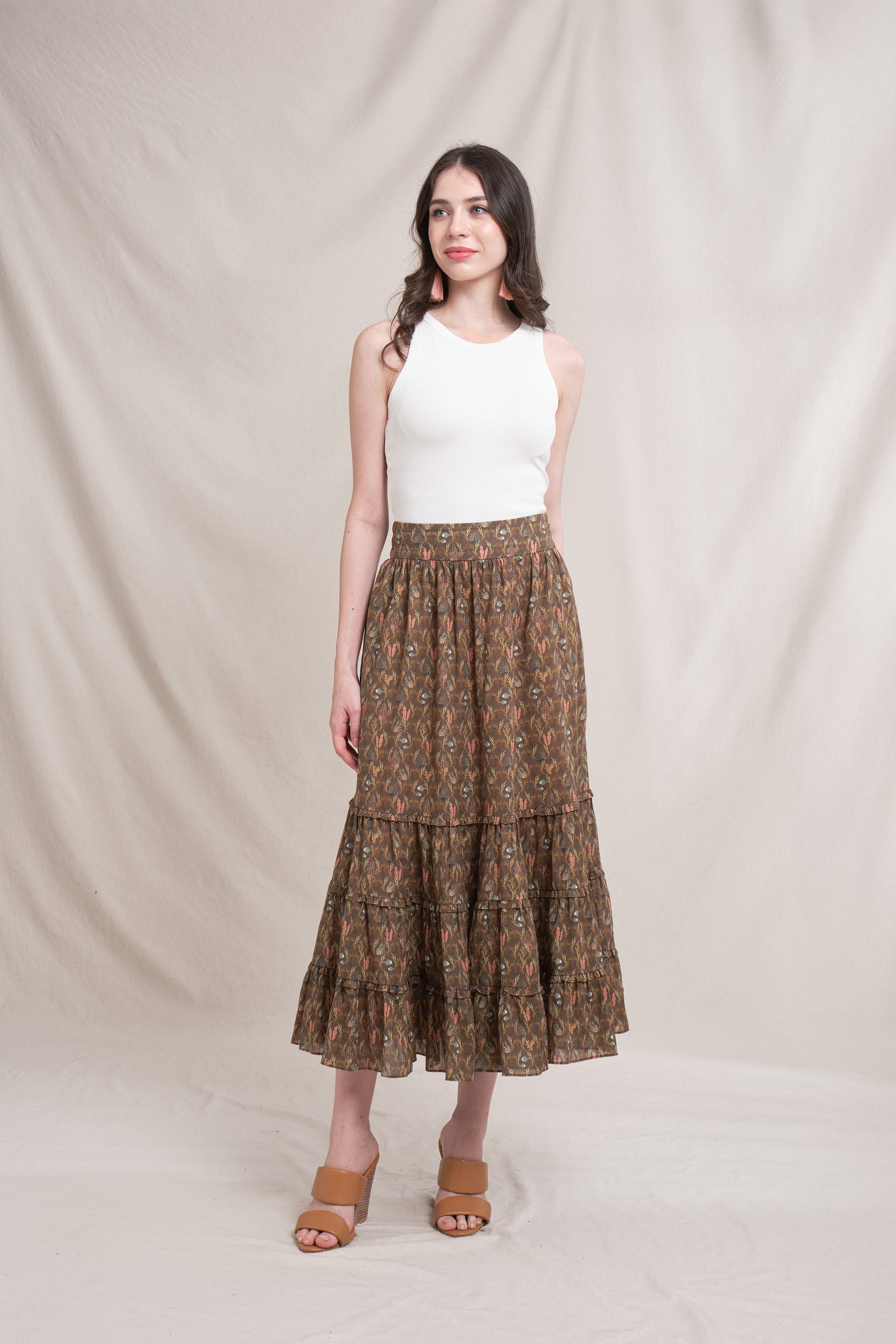 MIU Skirt in Brown Ulva