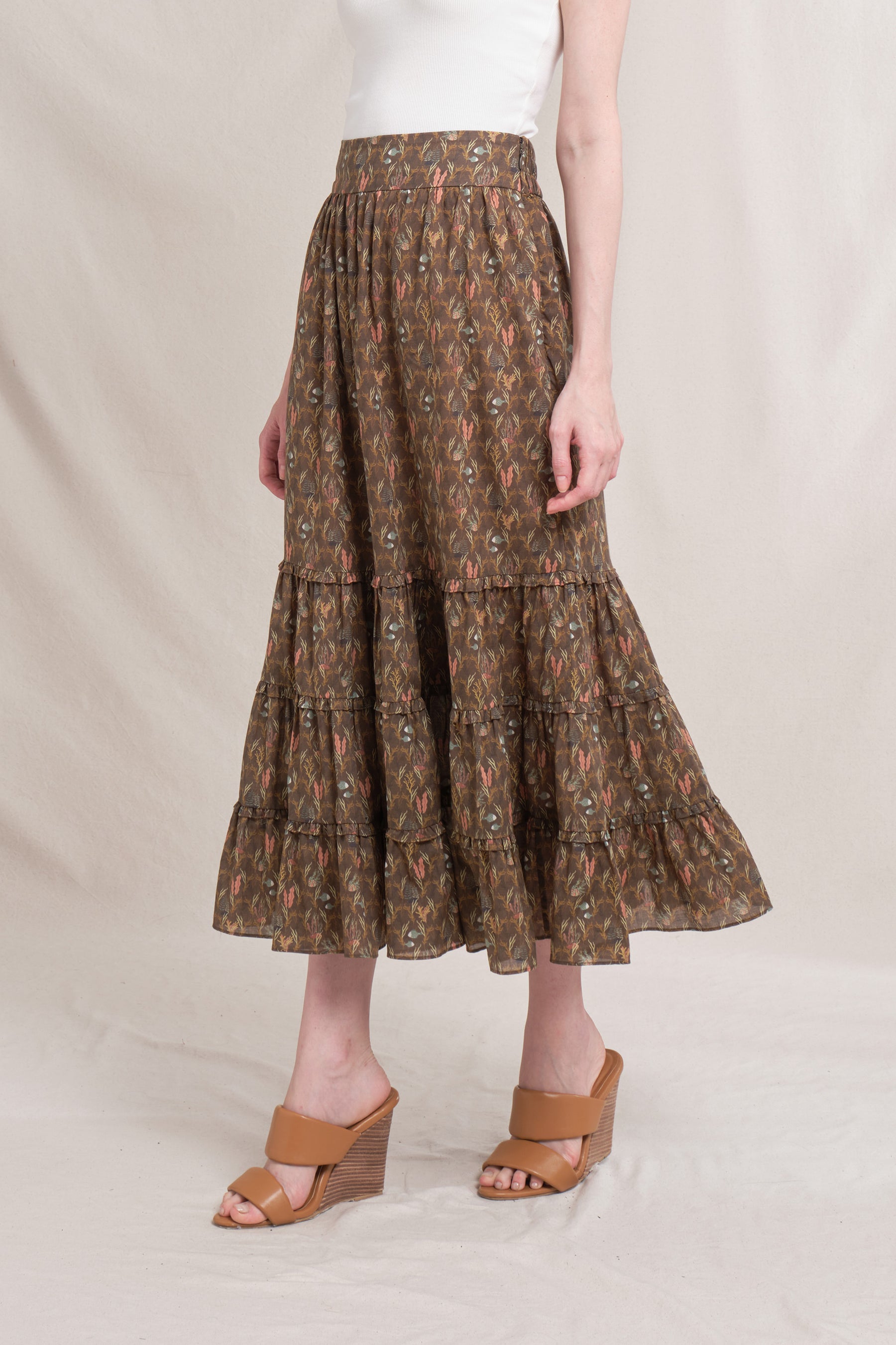 MIU Skirt in Brown Ulva