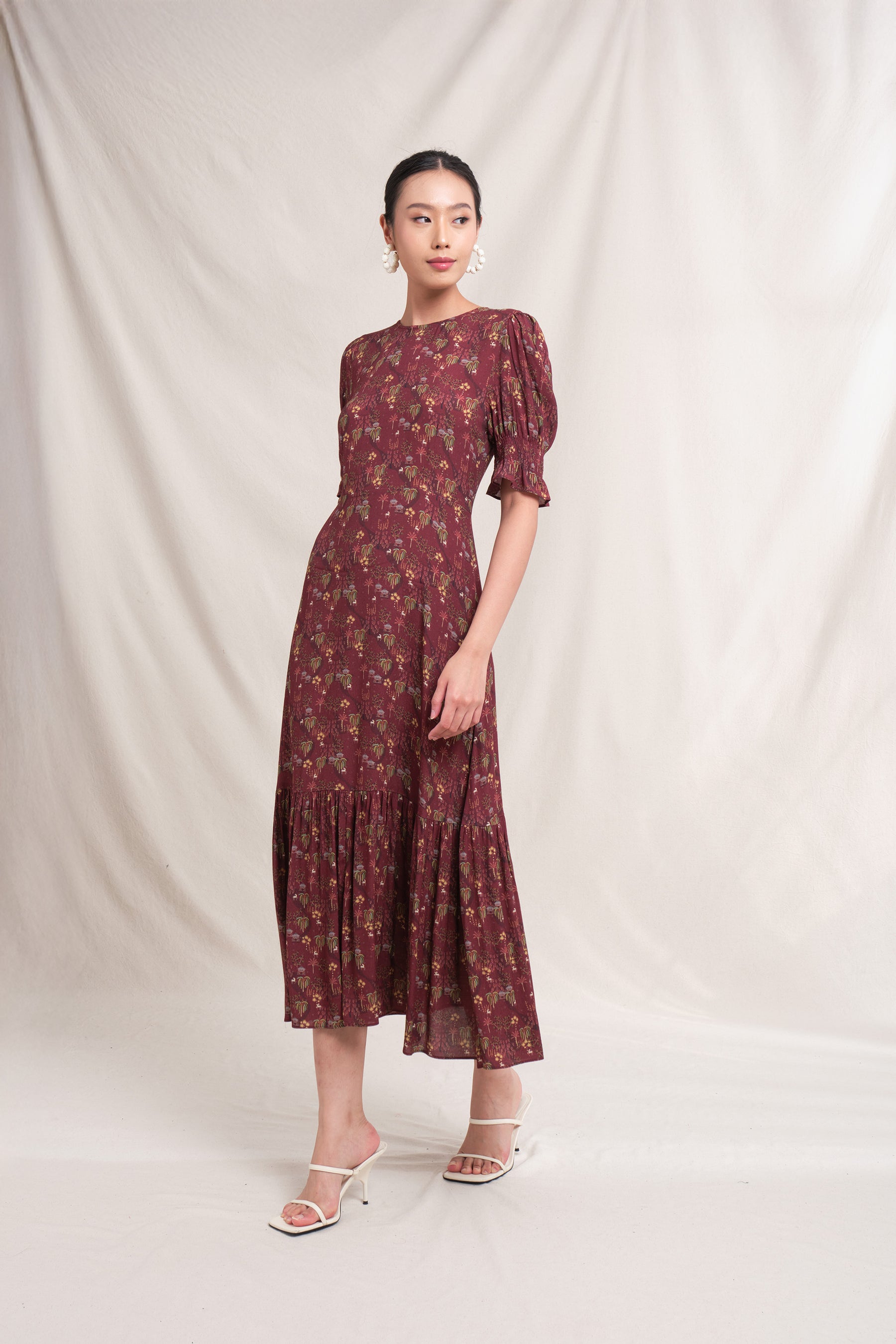 NEELA Dress in Burgundy Bale