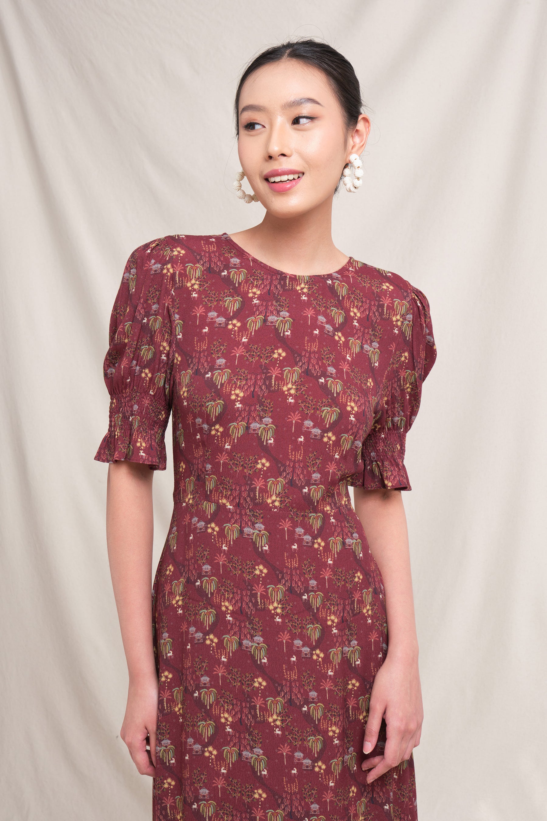 NEELA Dress in Burgundy Bale