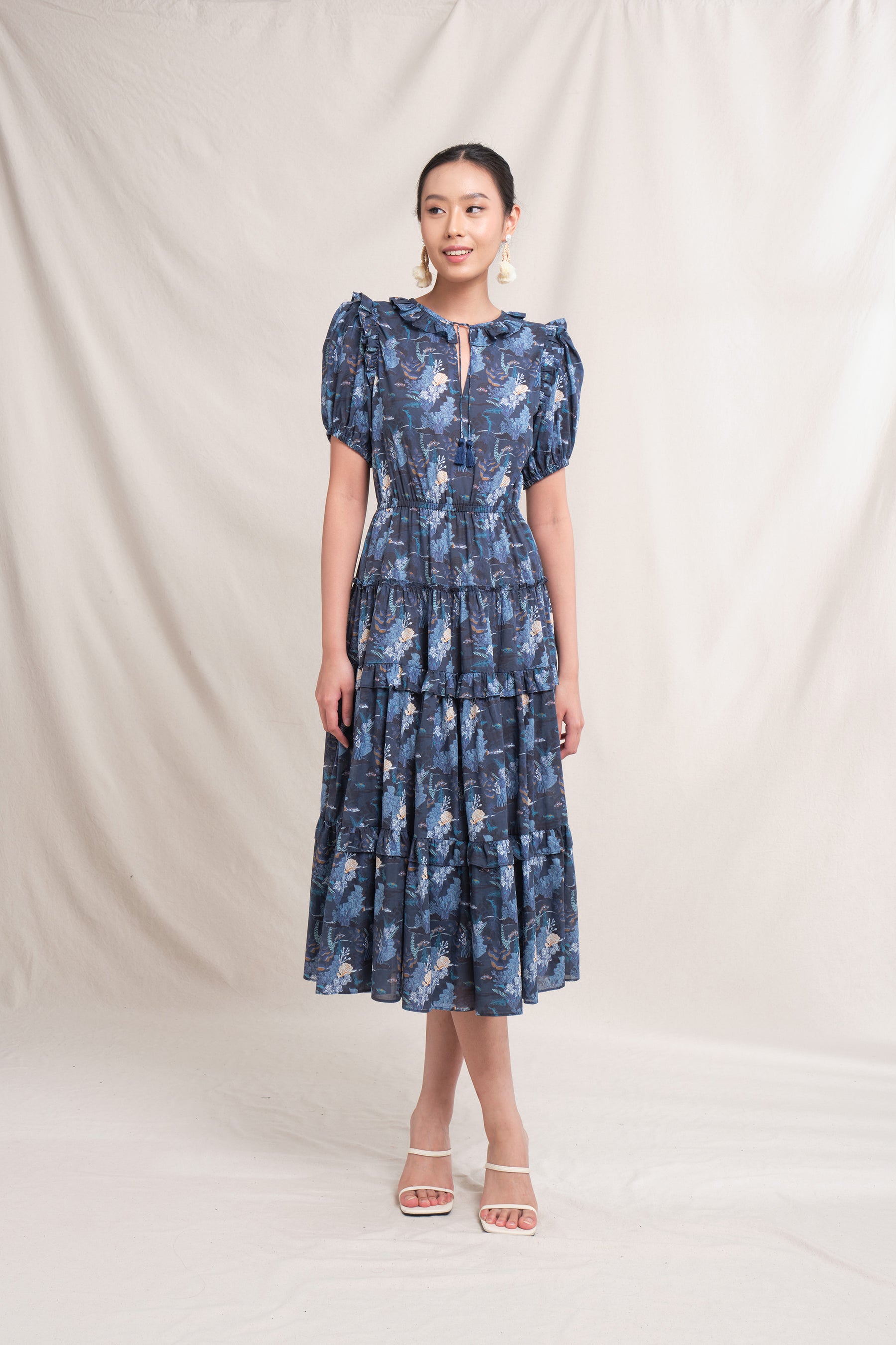 NESSA Dress in Navy Bunaken