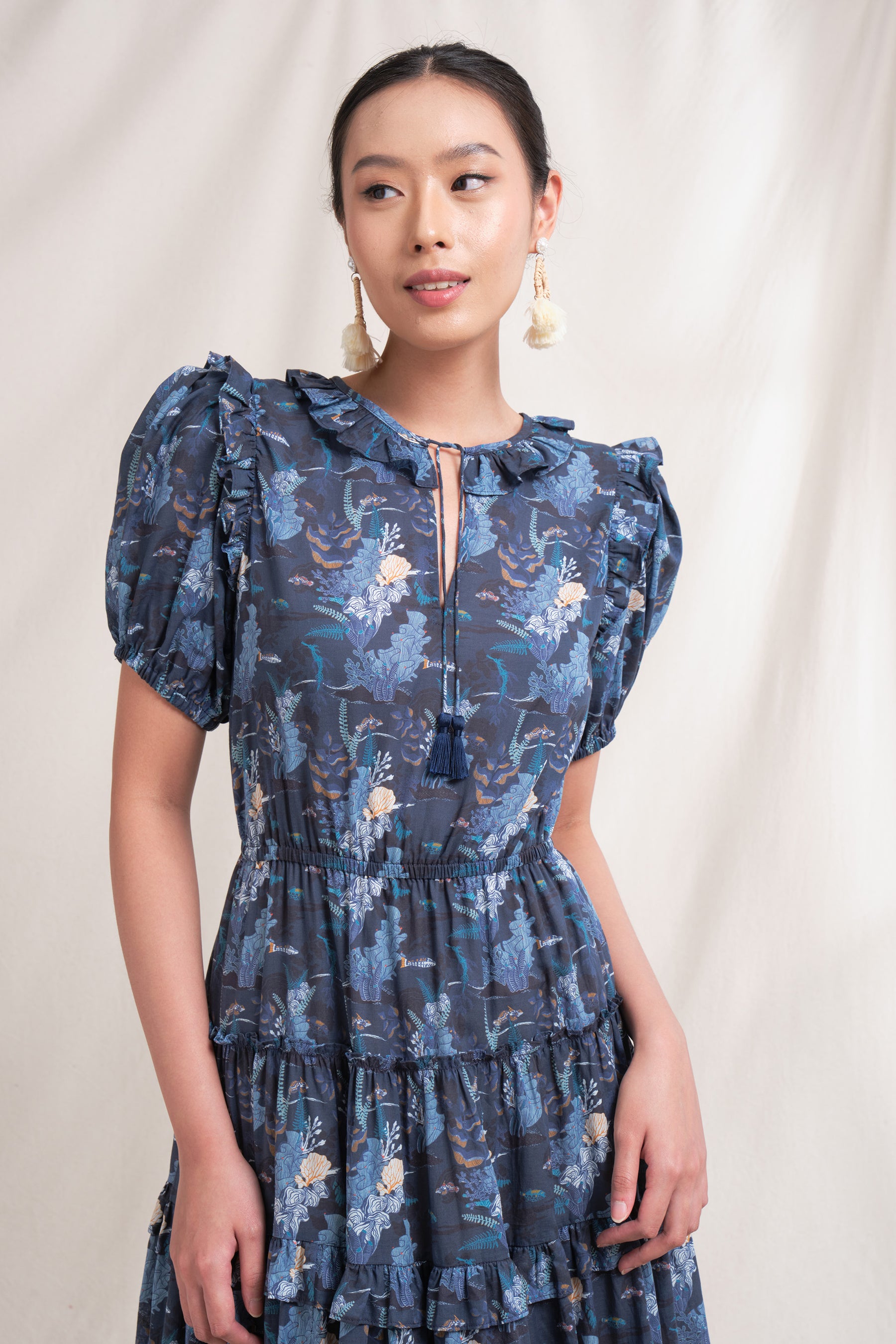 NESSA Dress in Navy Bunaken