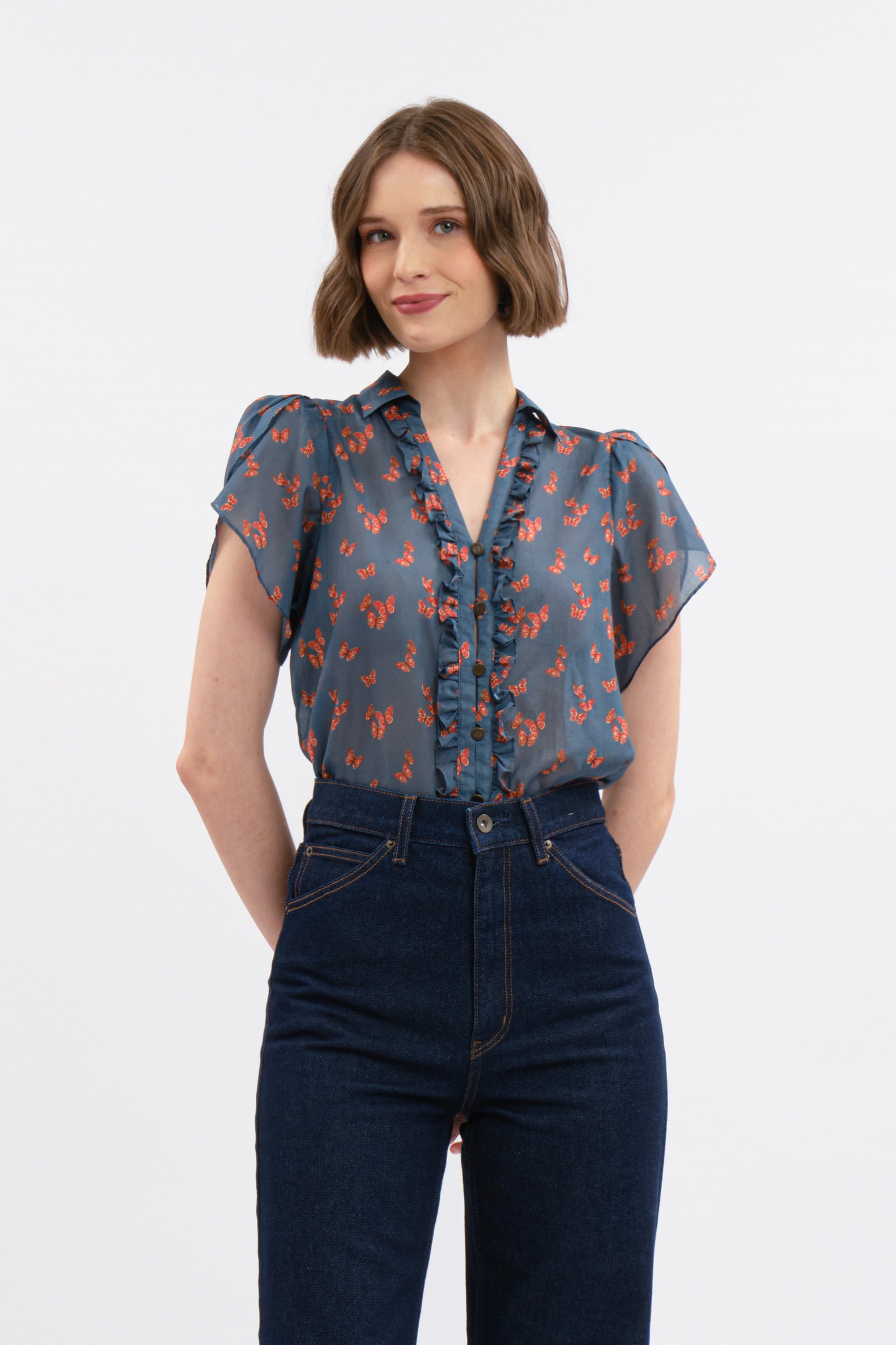 NIKA Top in Blue Kupu