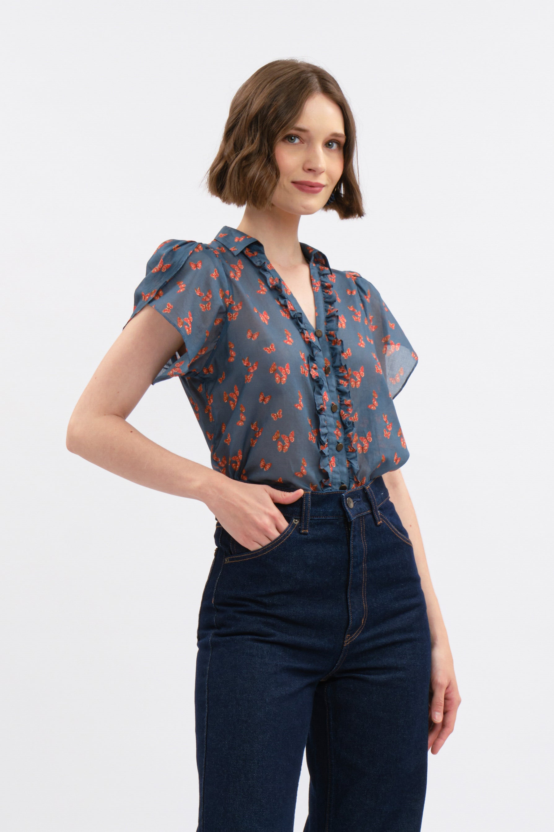 NIKA Top in Blue Kupu