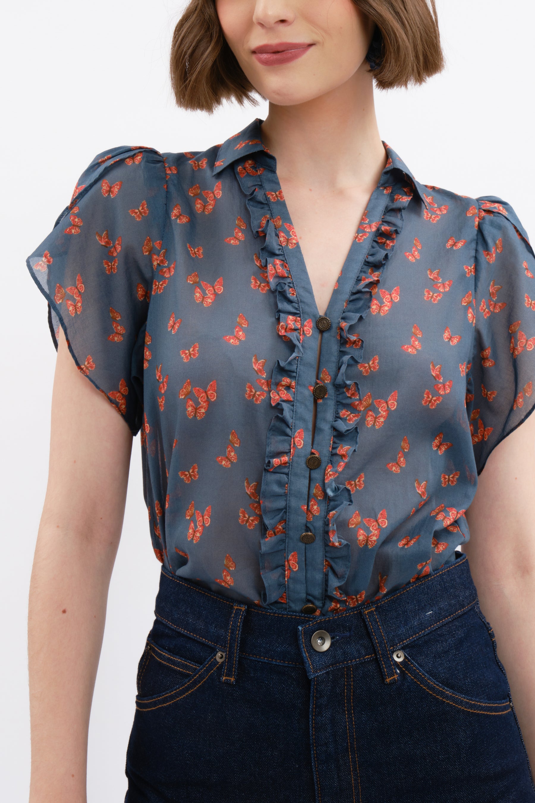 NIKA Top in Blue Kupu