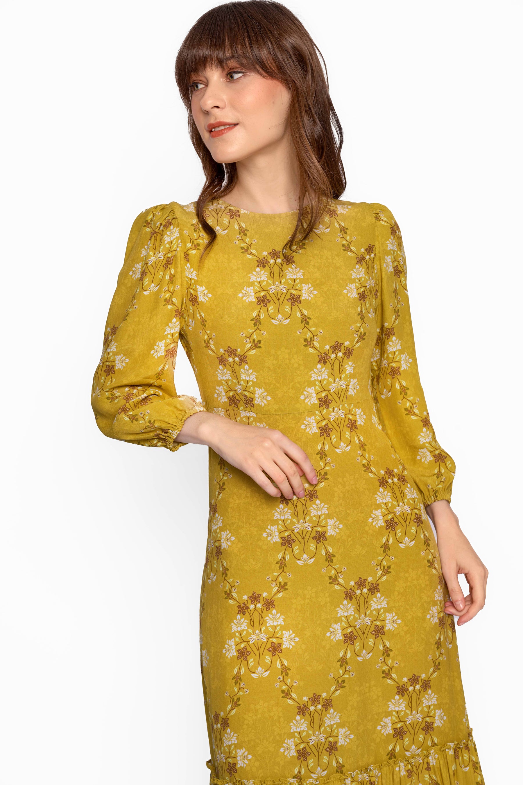 NUALA Dress in Yellow Bunga