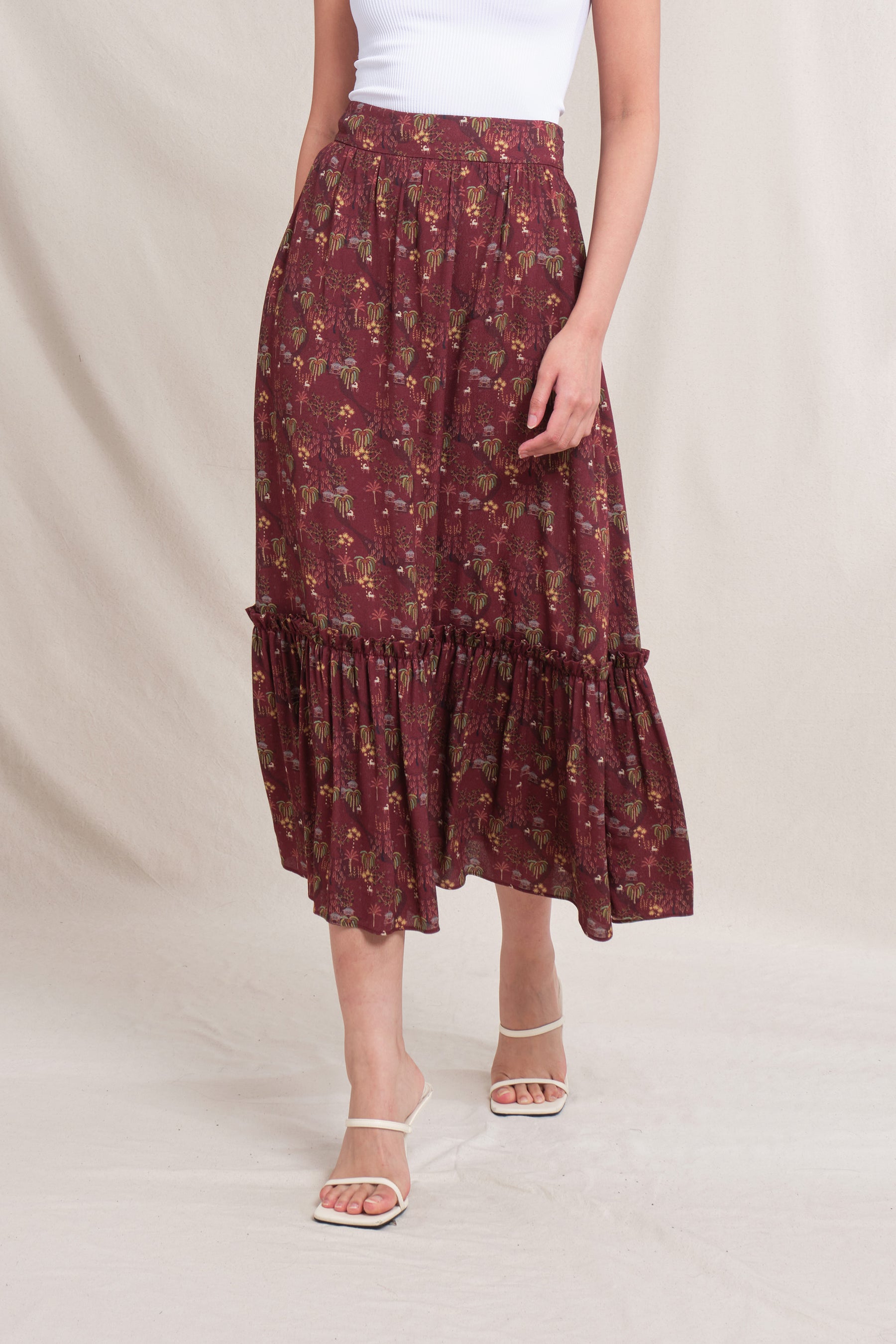 RAE Skirt in Burgundy Bale