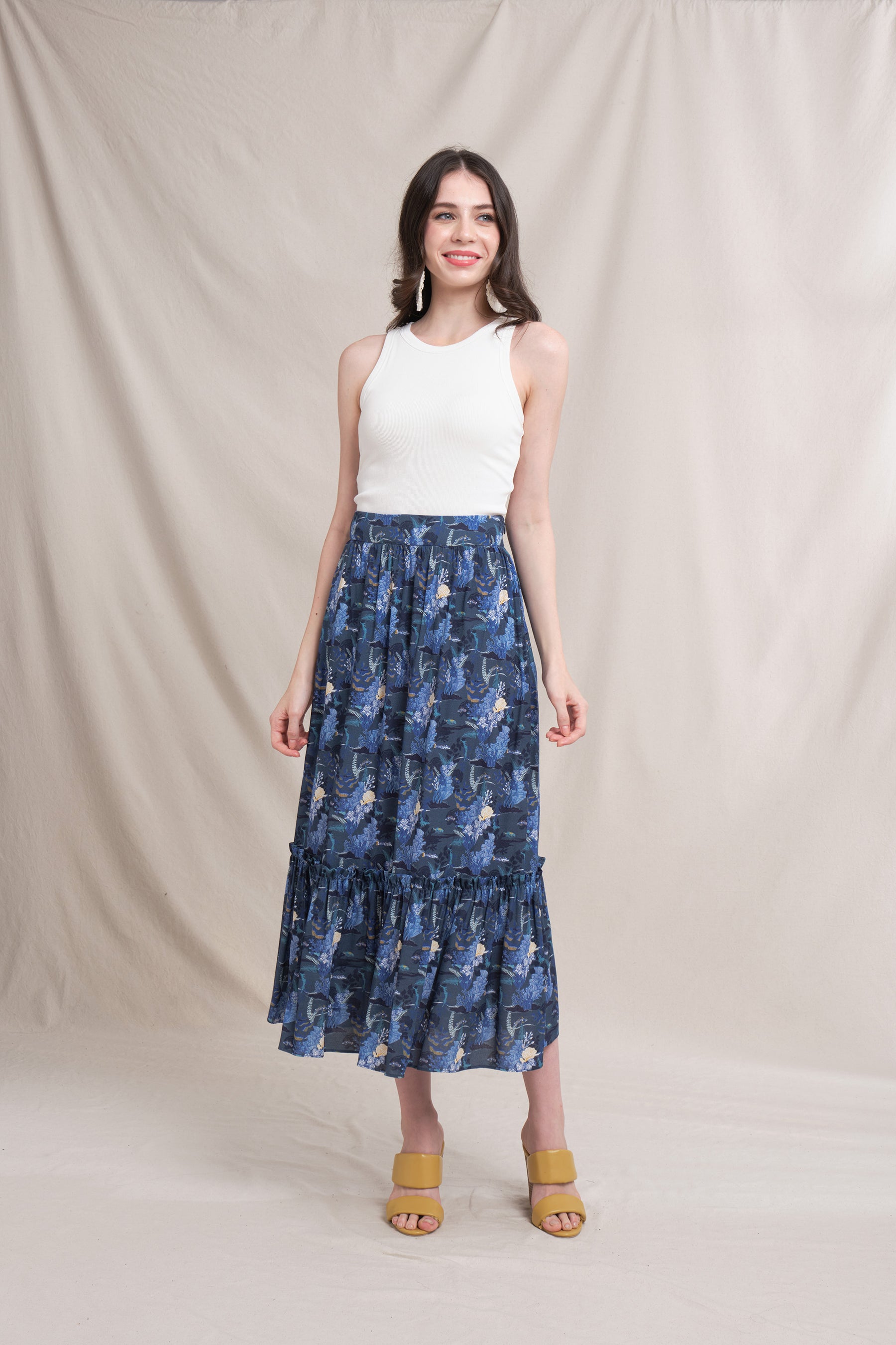 RAE Skirt in Navy Bunaken