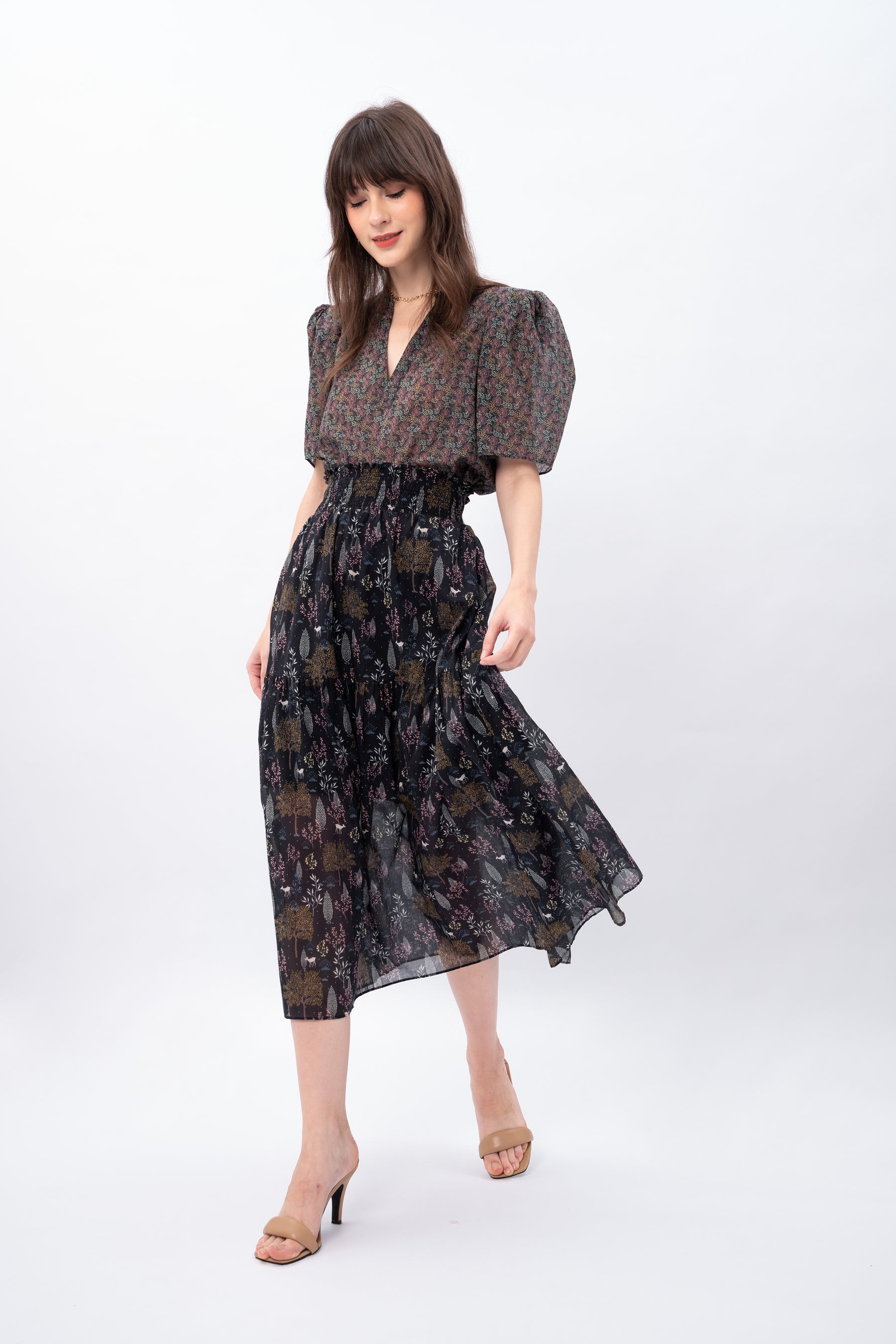 RIONA Skirt in Taman Black