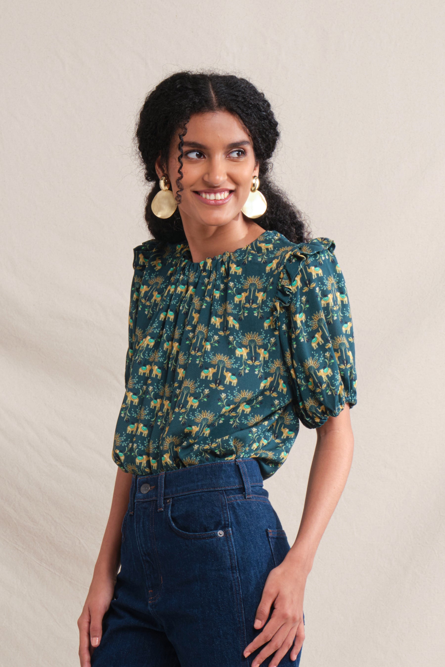 SAIA Top in Teal Gajah