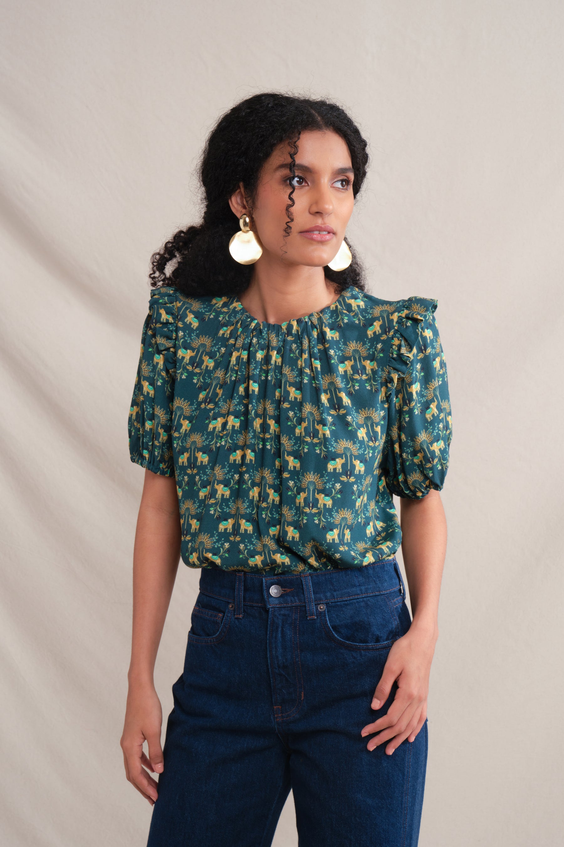SAIA Top in Teal Gajah