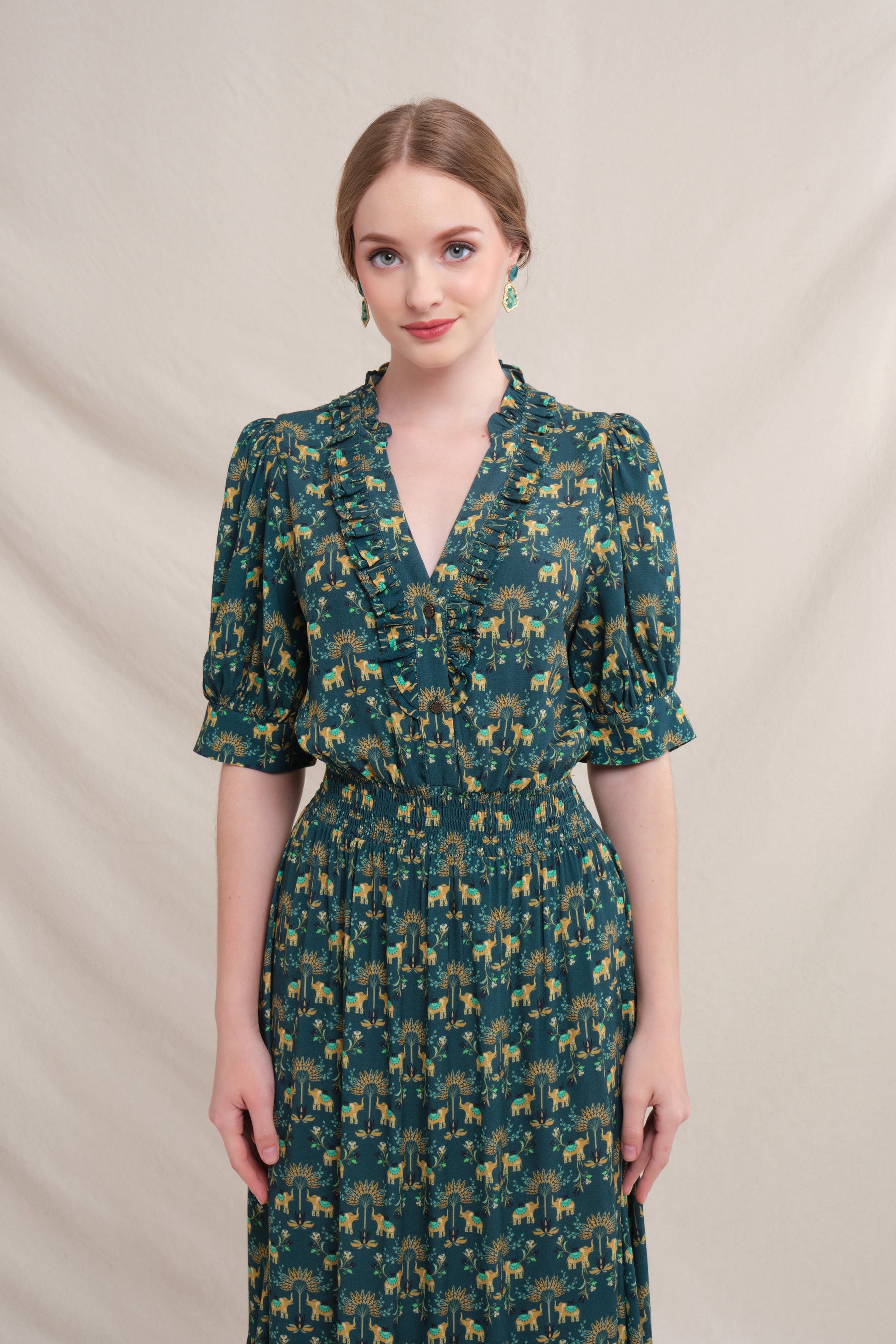 SARA Dress in Teal Gajah