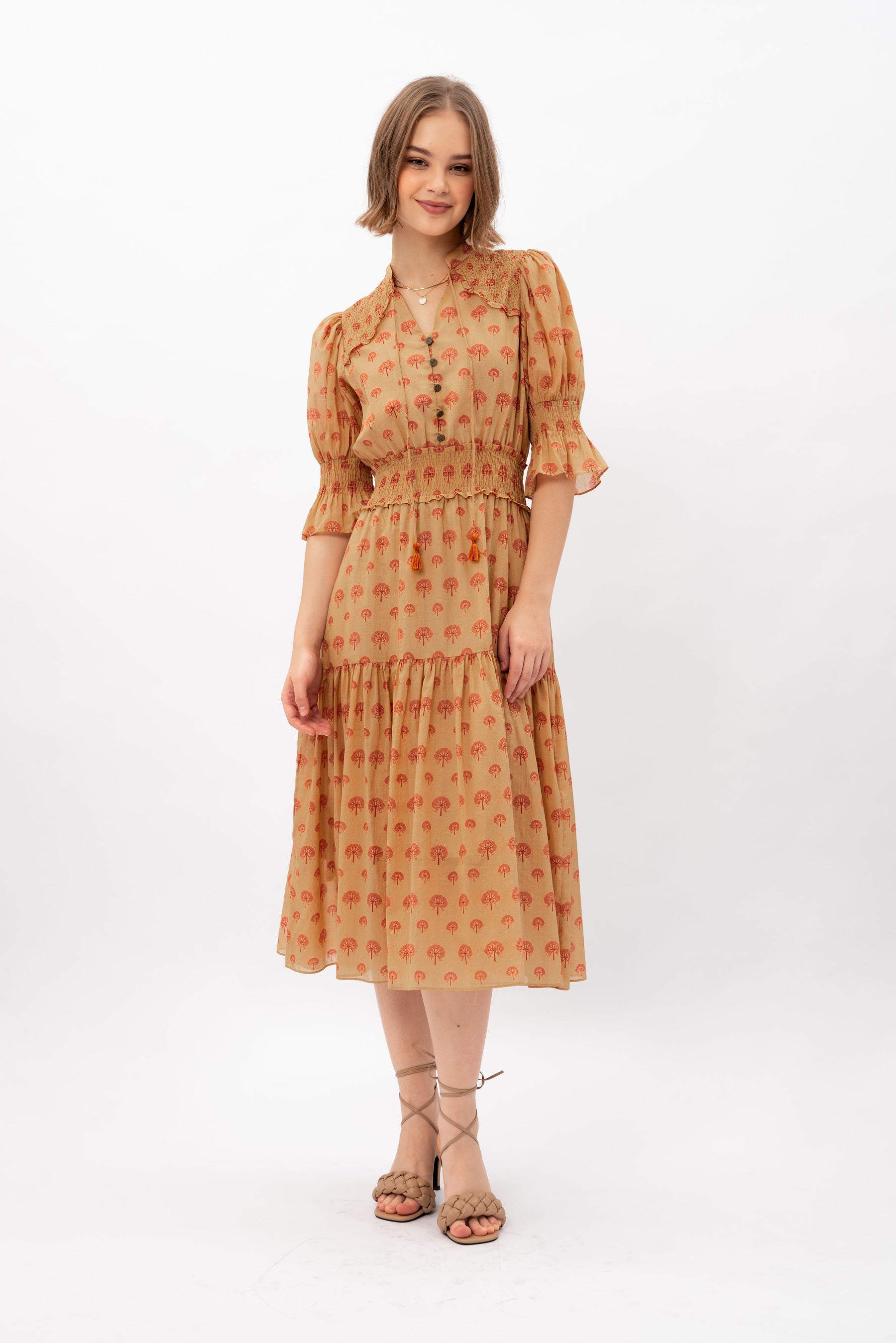 SHEERA Dress in Banyan Gold