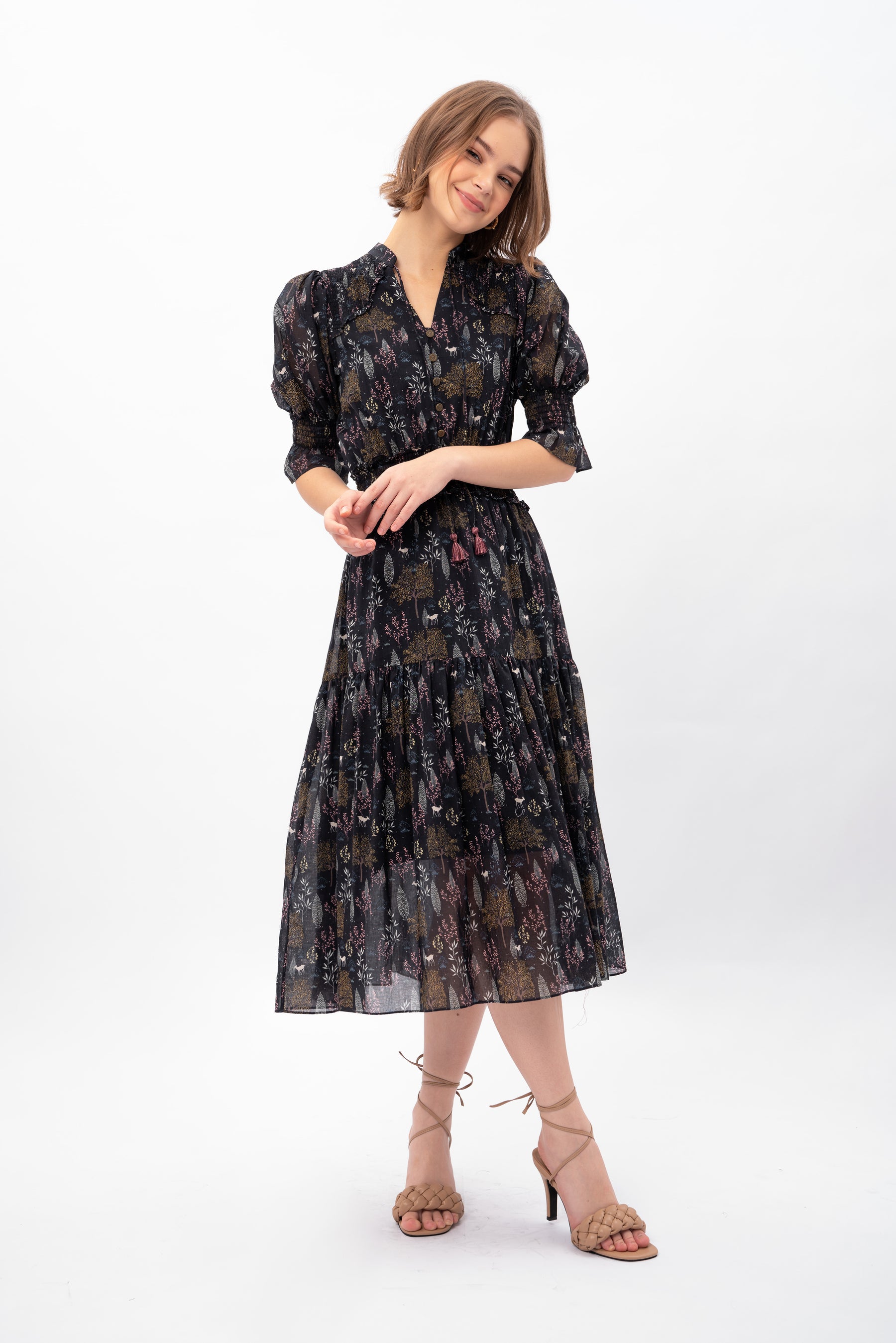 SHEERA Dress in Taman Black