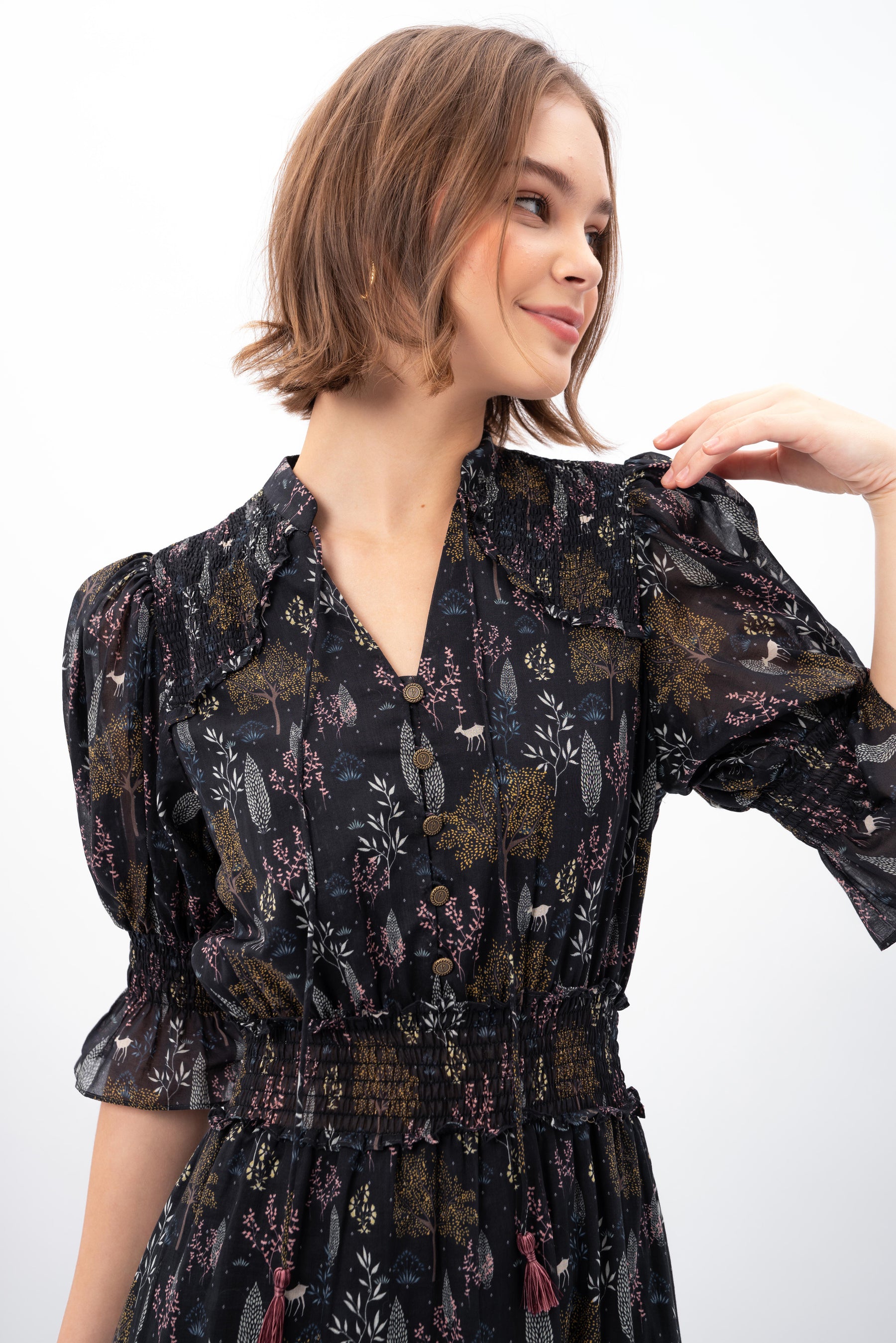 SHEERA Dress in Taman Black