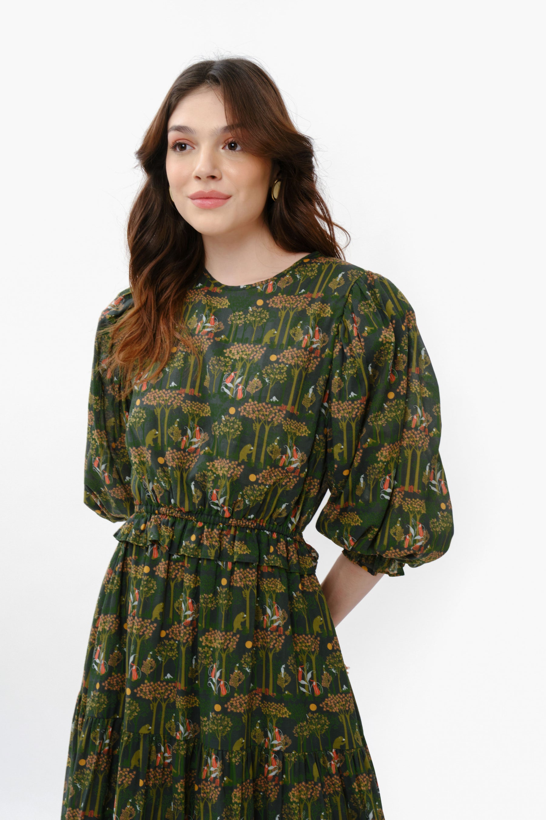 SIENNA Dress in Green Forest