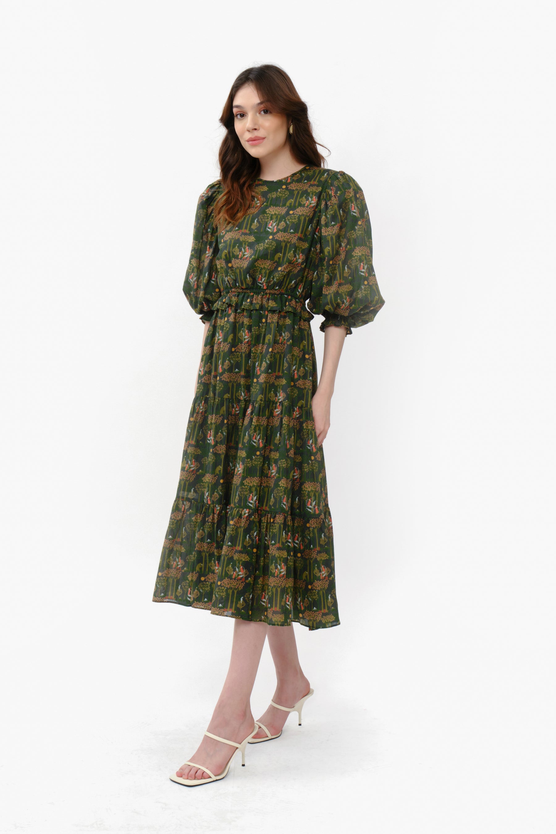 SIENNA Dress in Green Forest