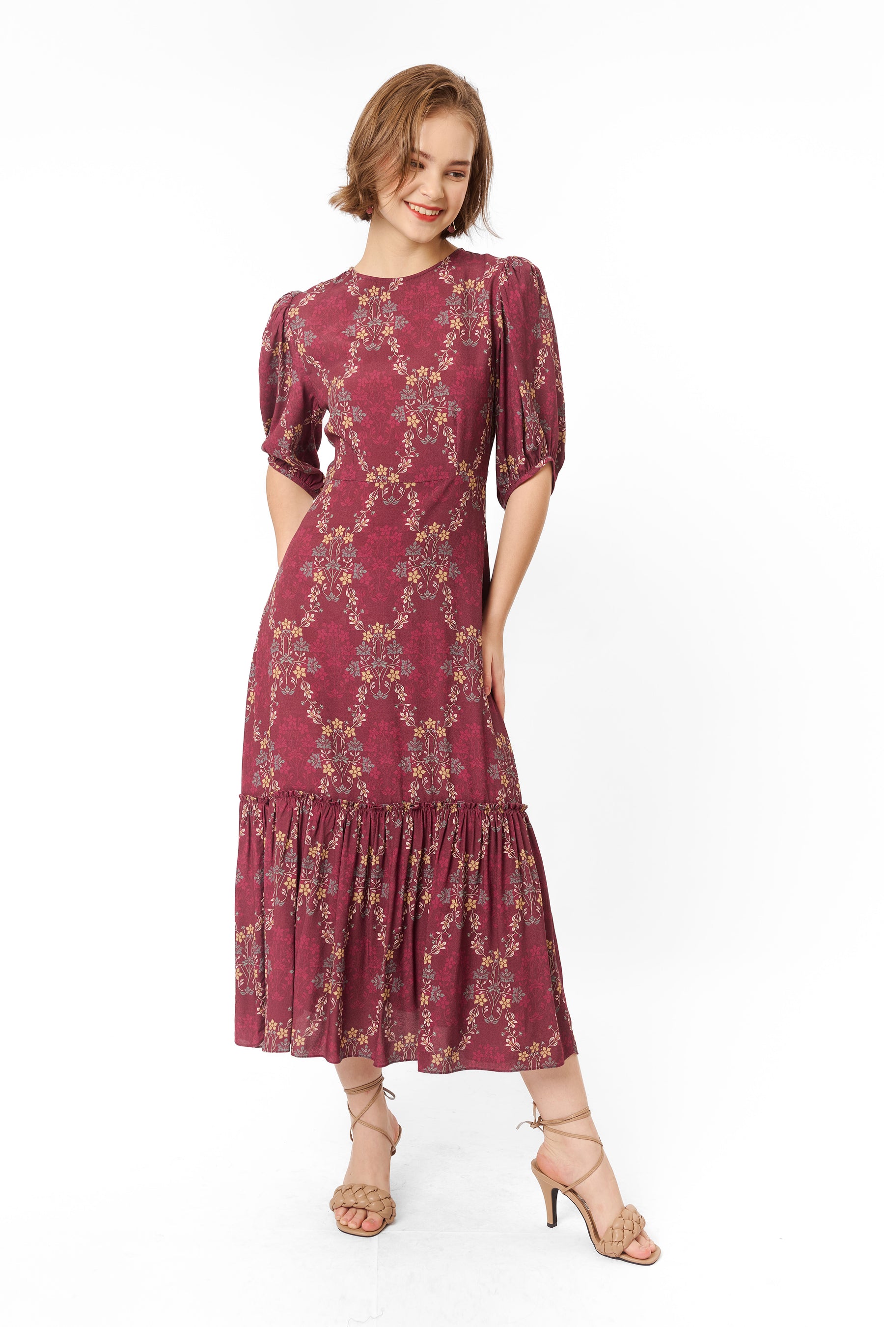 VARAYA Dress in Sulur Maroon